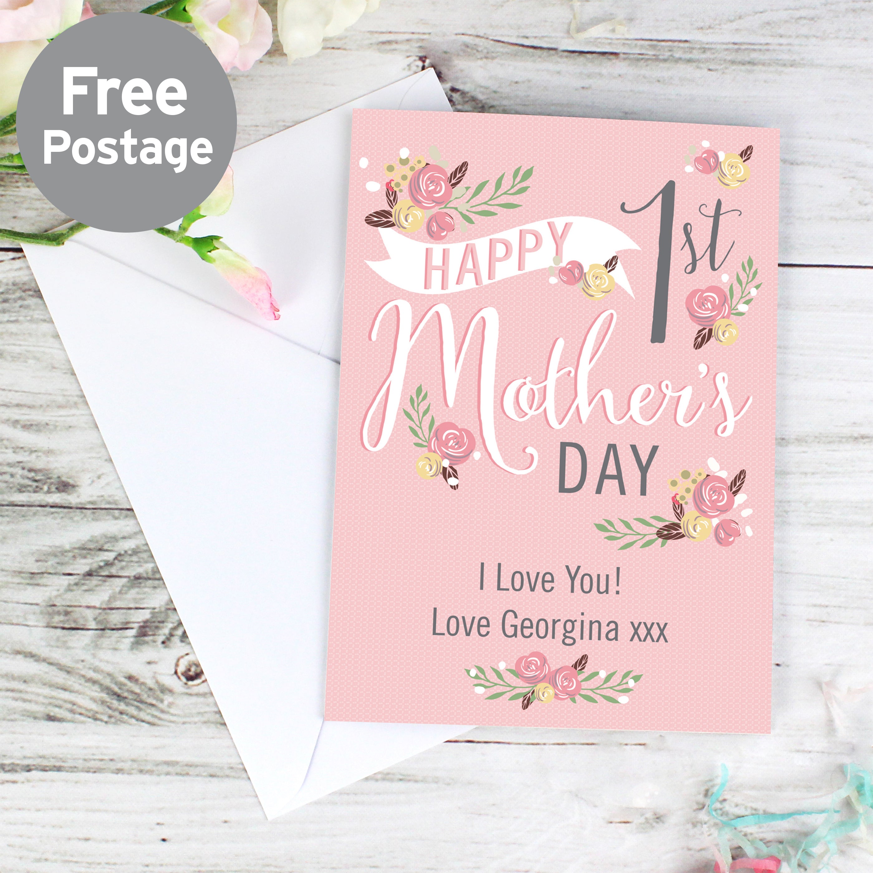 Personalised Floral Bouquet 1st Mother's Day Card