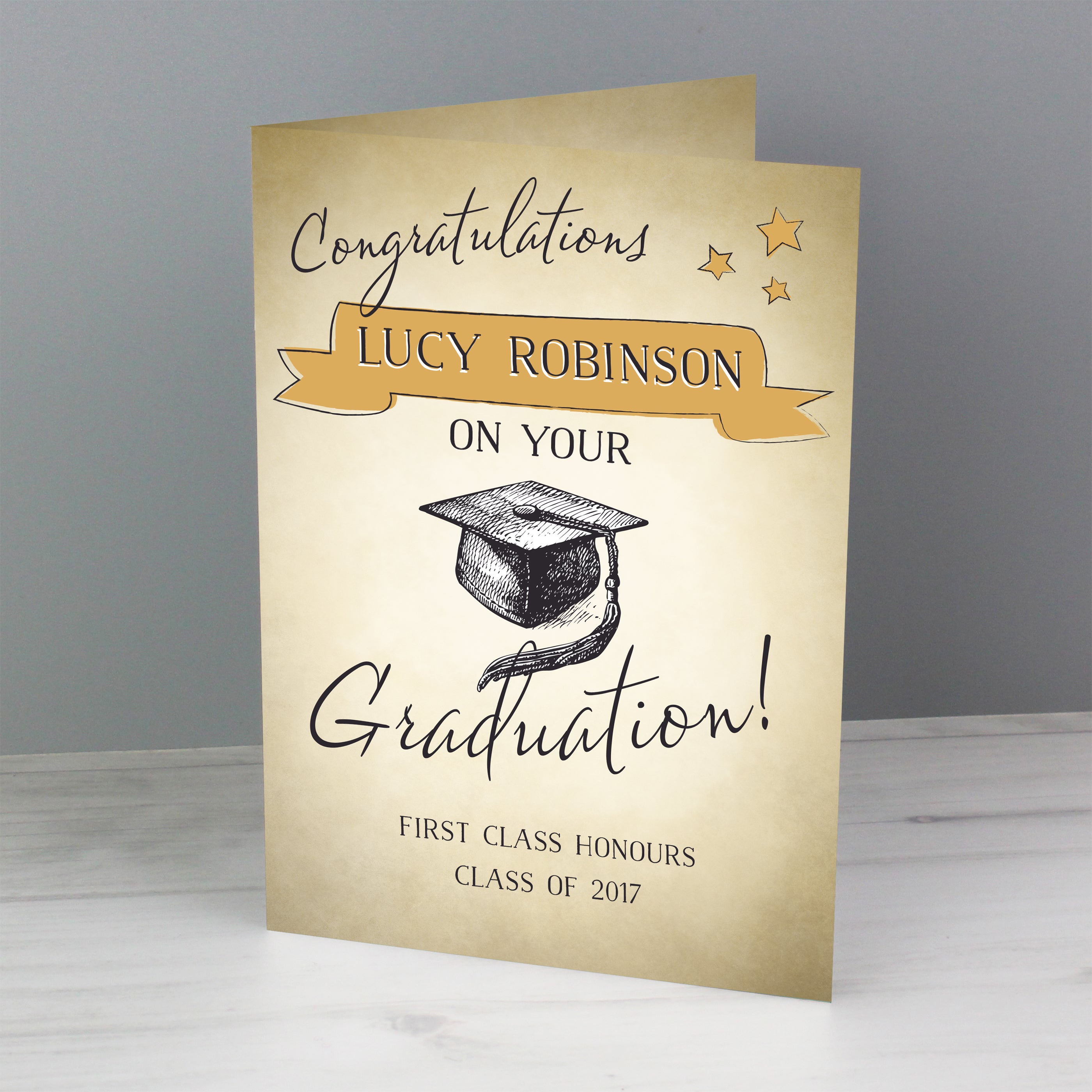 Personalised Gold Star Graduation Card