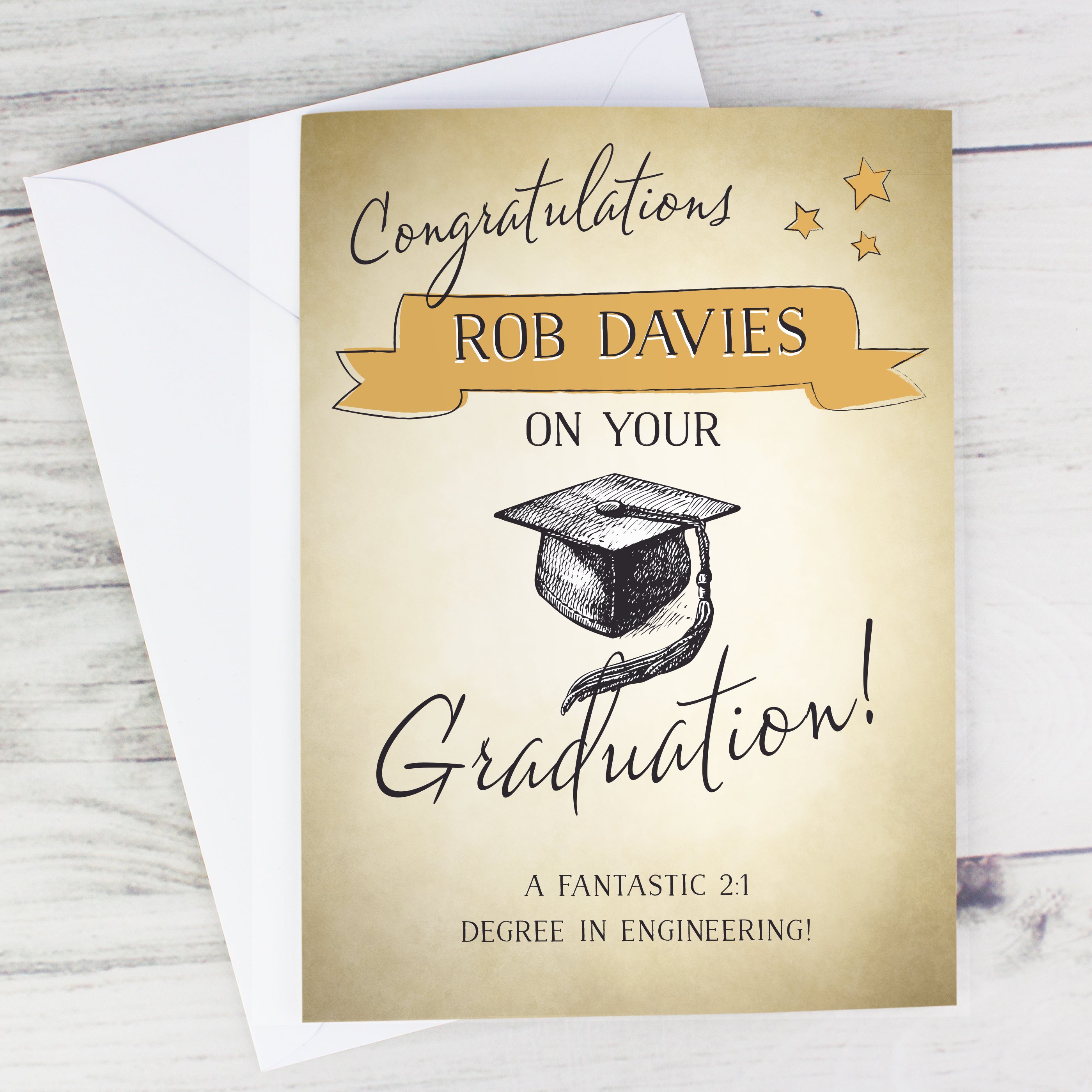 Personalised Gold Star Graduation Card