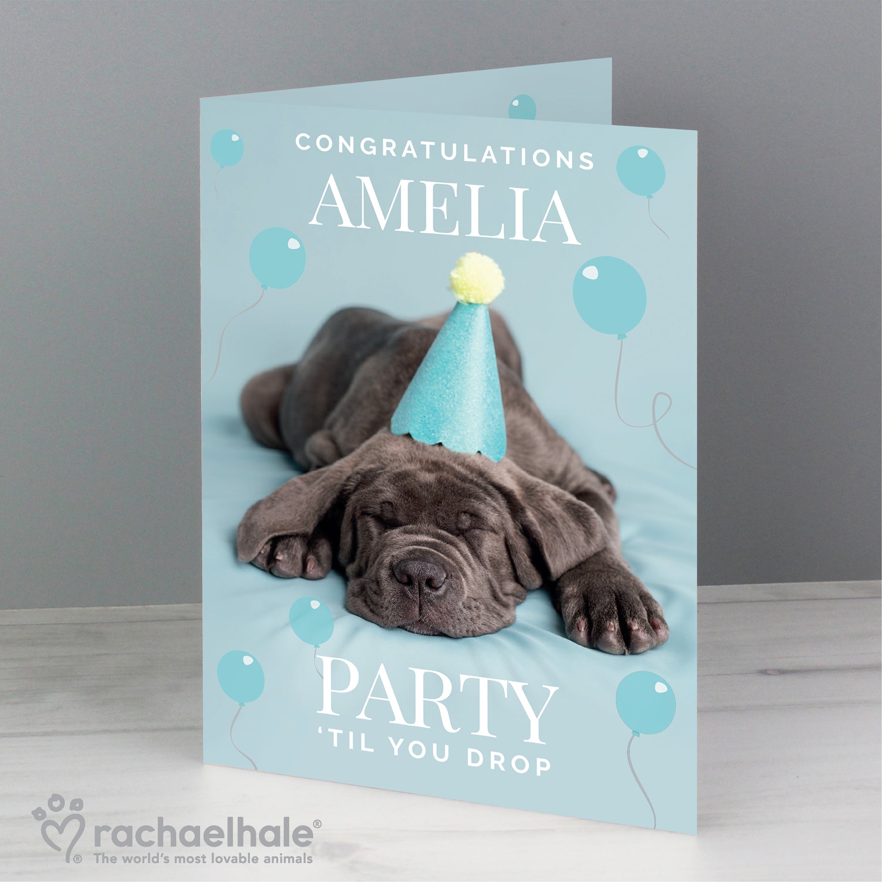 Personalised Rachael Hale 'Party 'Til You Drop' Card