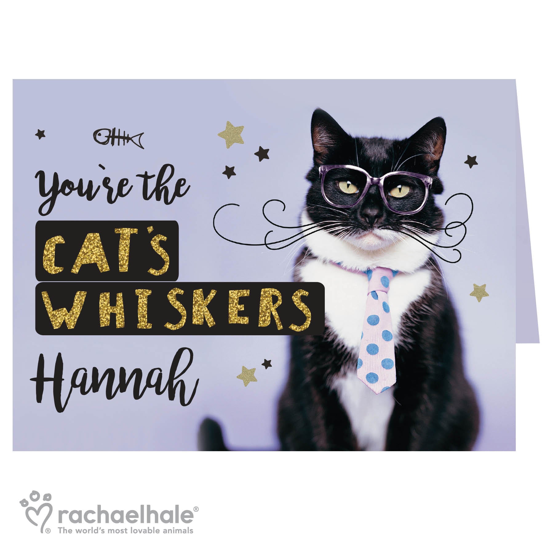 Personalised Rachael Hale You're the Cats Whiskers Card