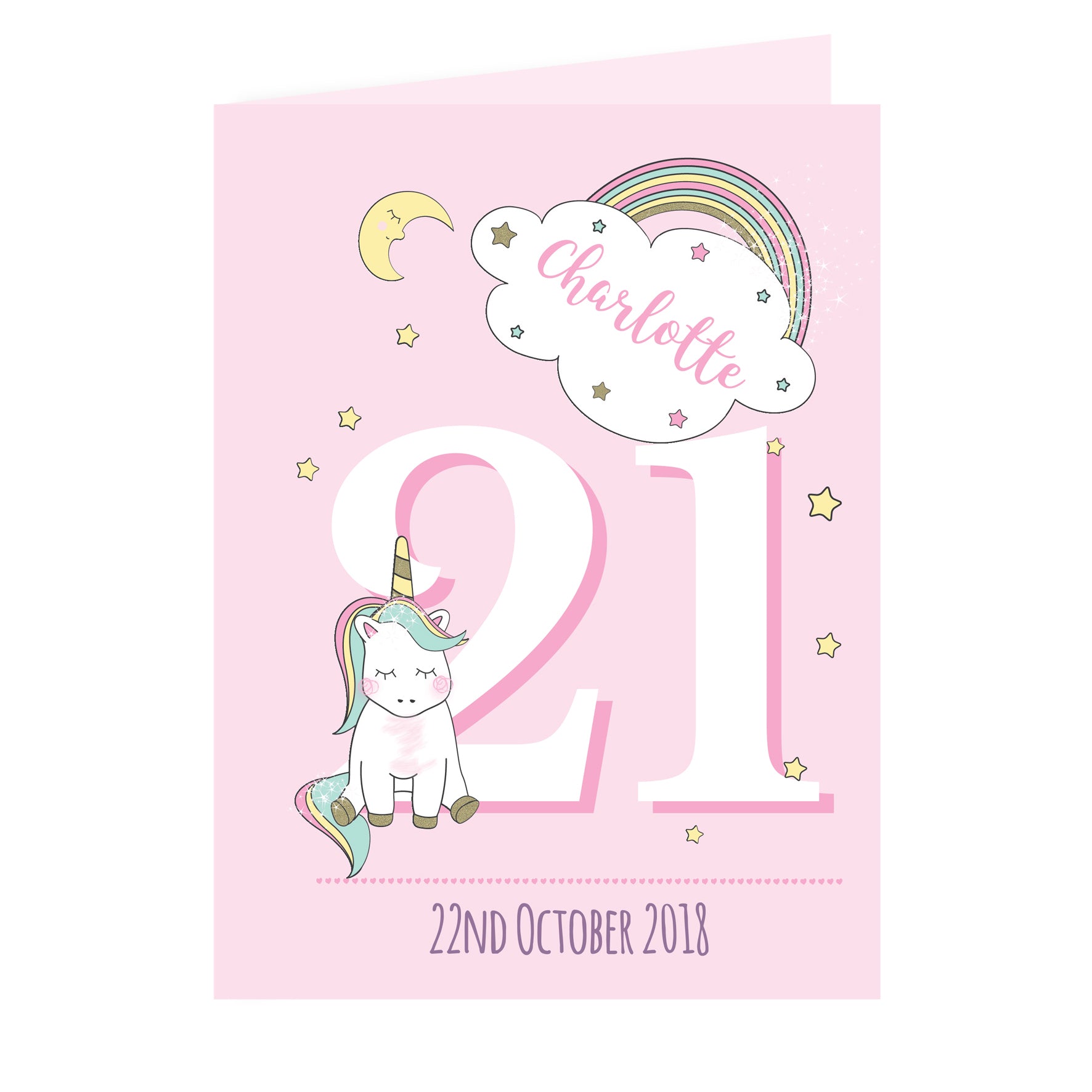 Personalised Baby Unicorn Birthday Age Card