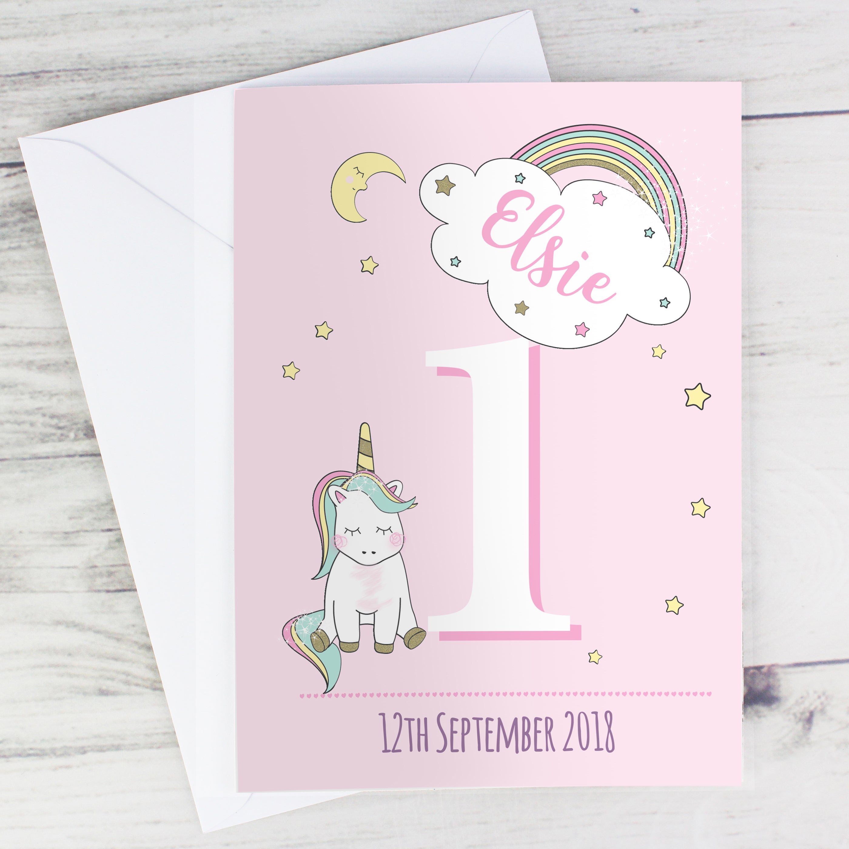 Personalised Baby Unicorn Birthday Age Card