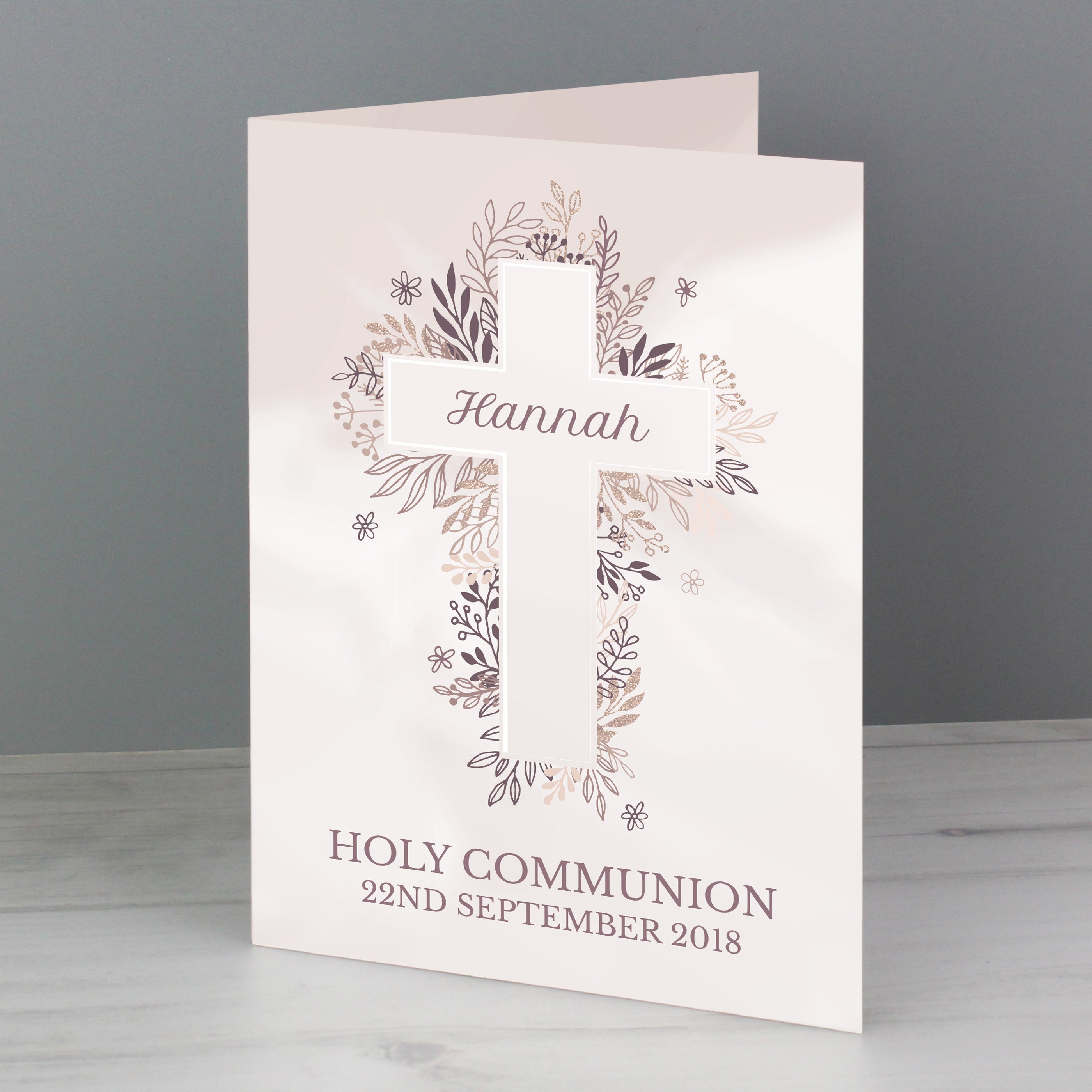 Personalised Floral Cross Card