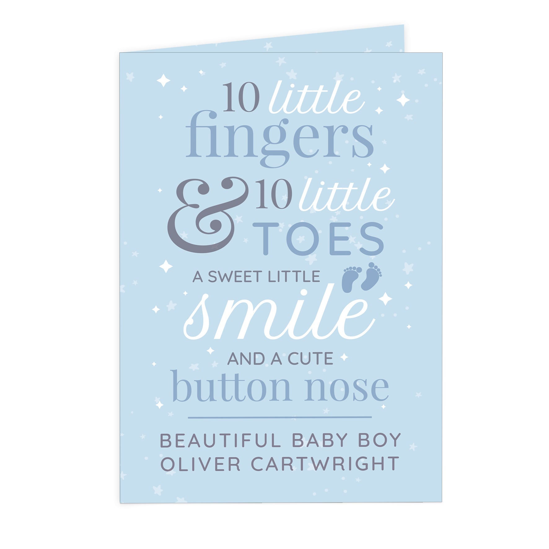 Personalised '10 Little Fingers' Blue Baby Card