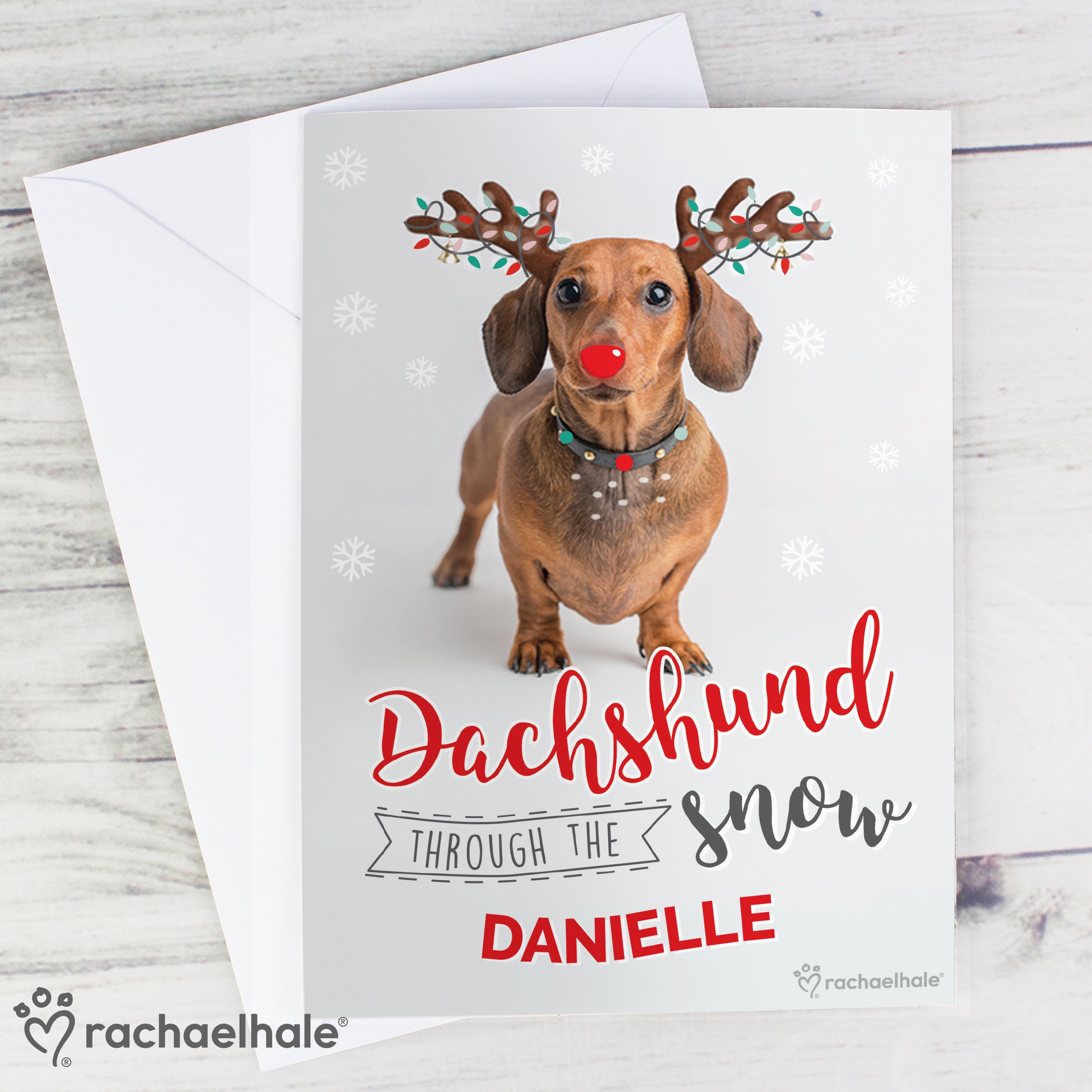 Personalised Rachael Hale Christmas Dachshund Through the Snow Card