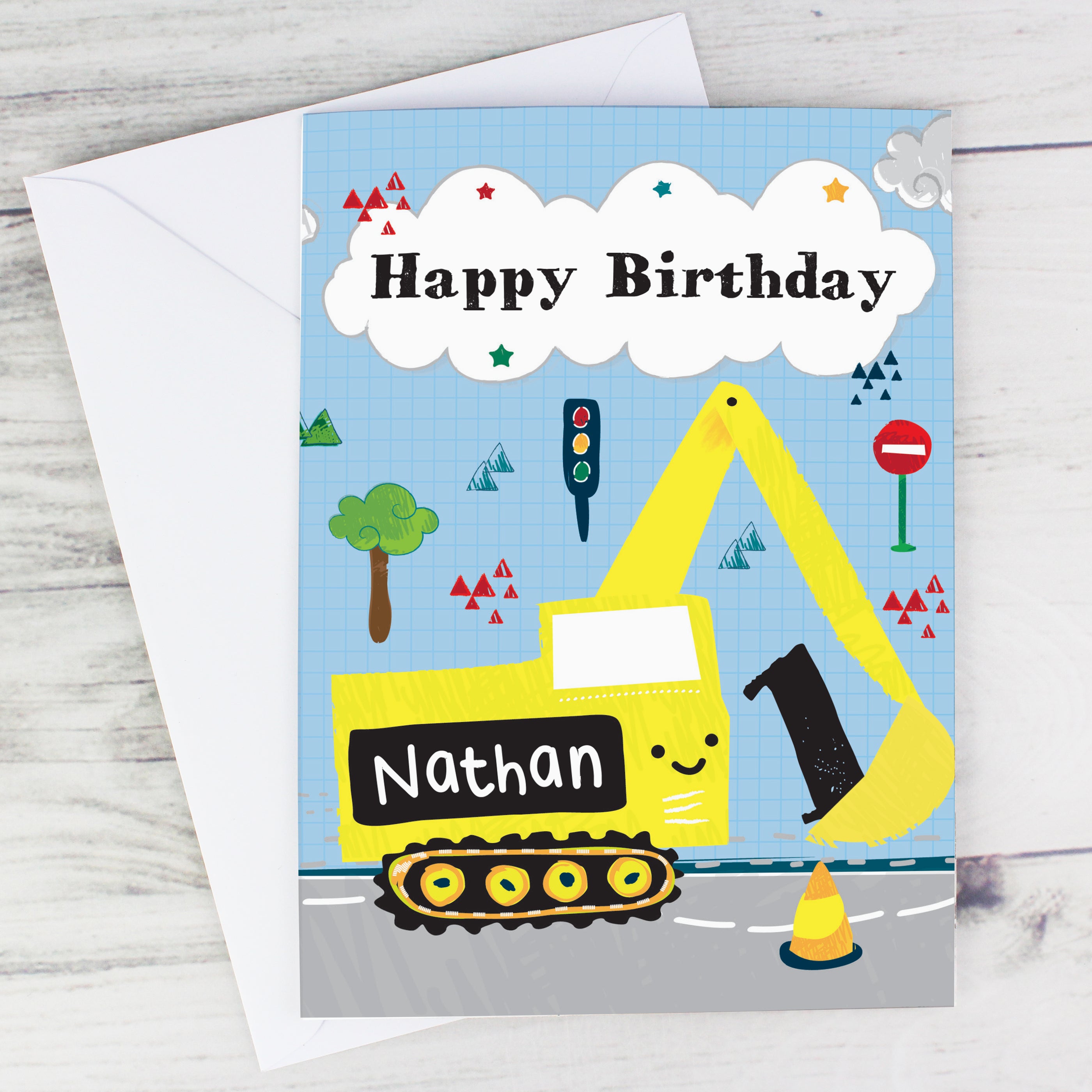 Personalised Digger Birthday Card