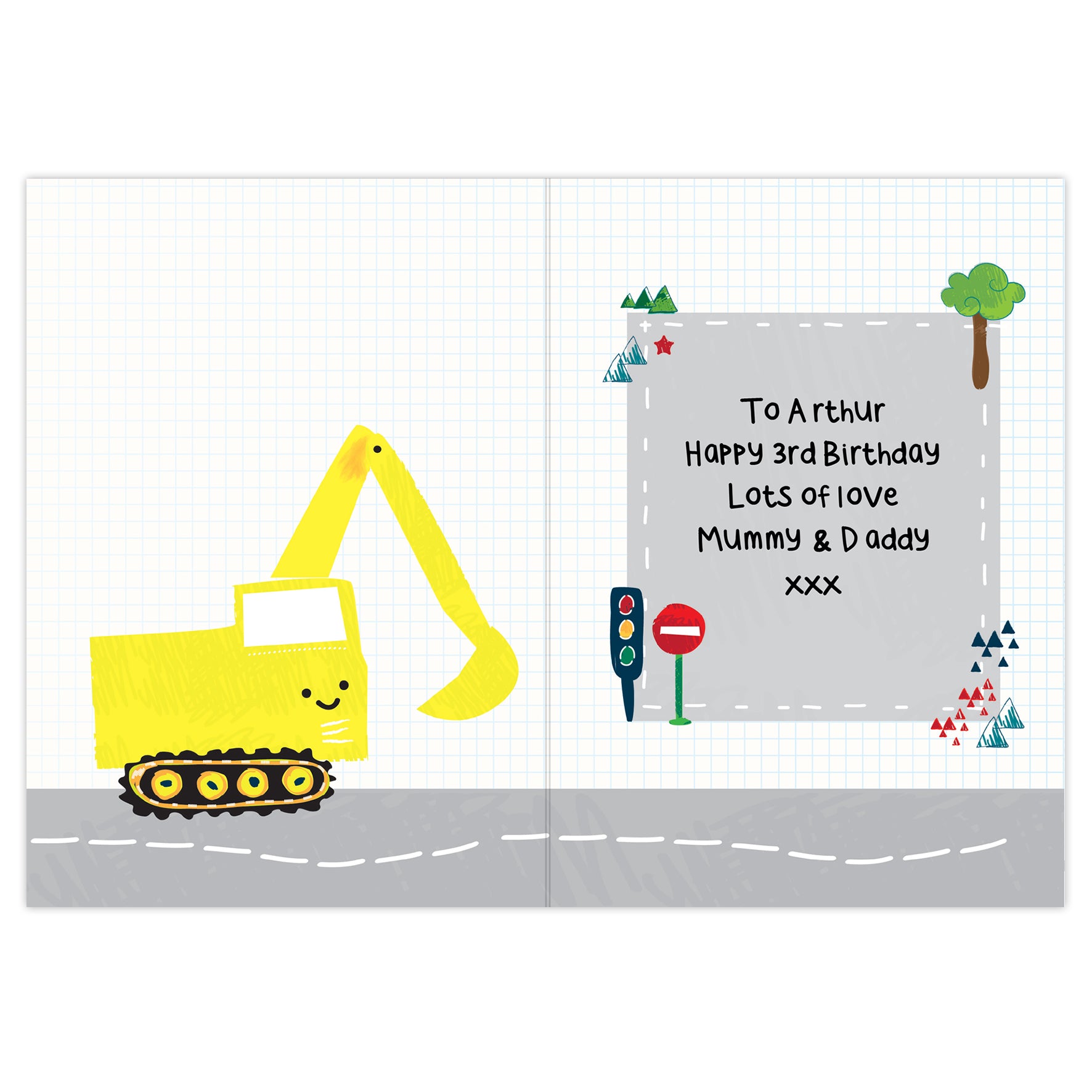 Personalised Digger Birthday Card