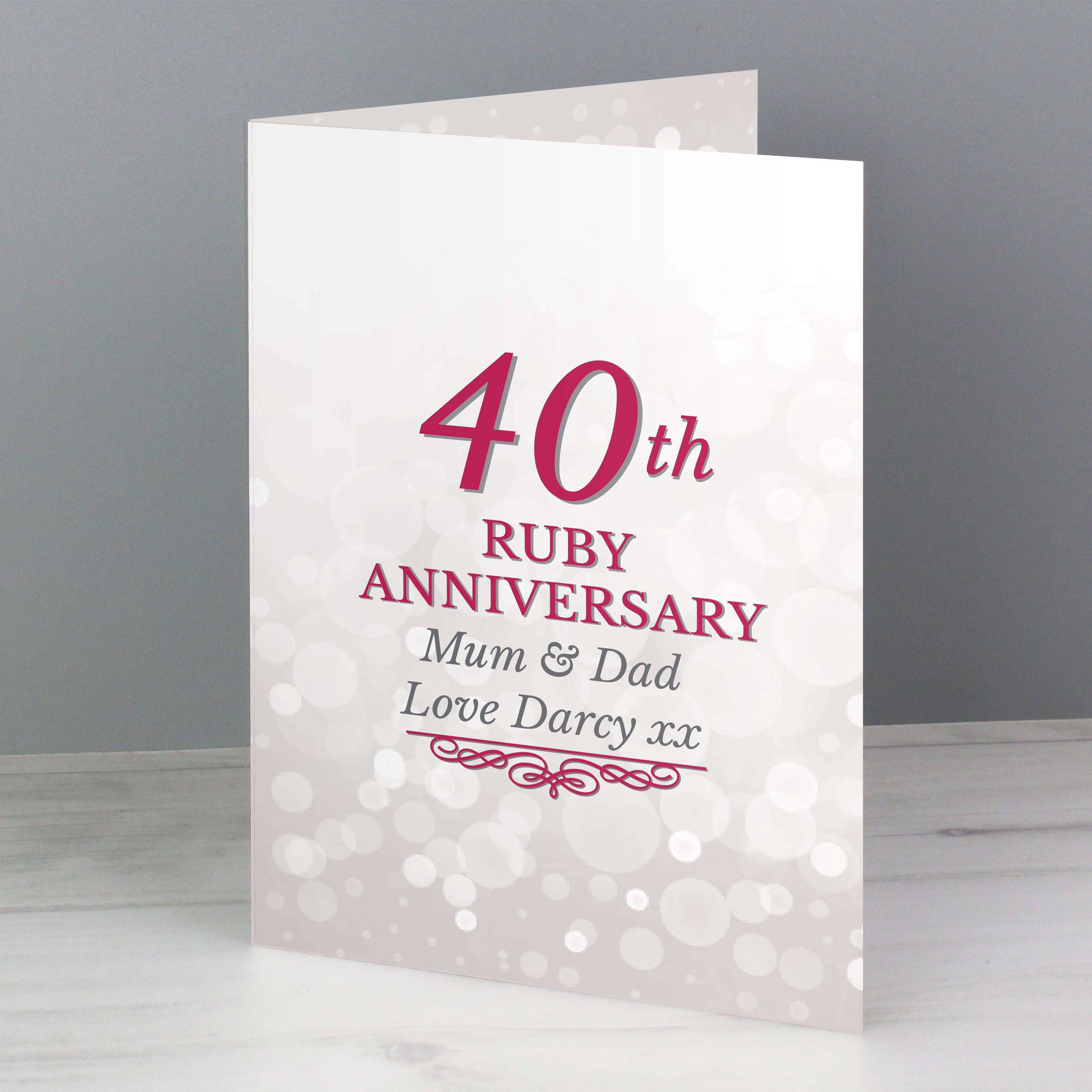 Personalised 40th Ruby Anniversary Card