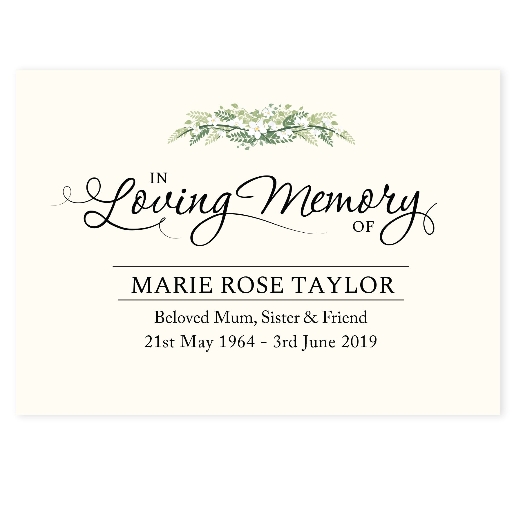 Personalised In Loving Memory Card