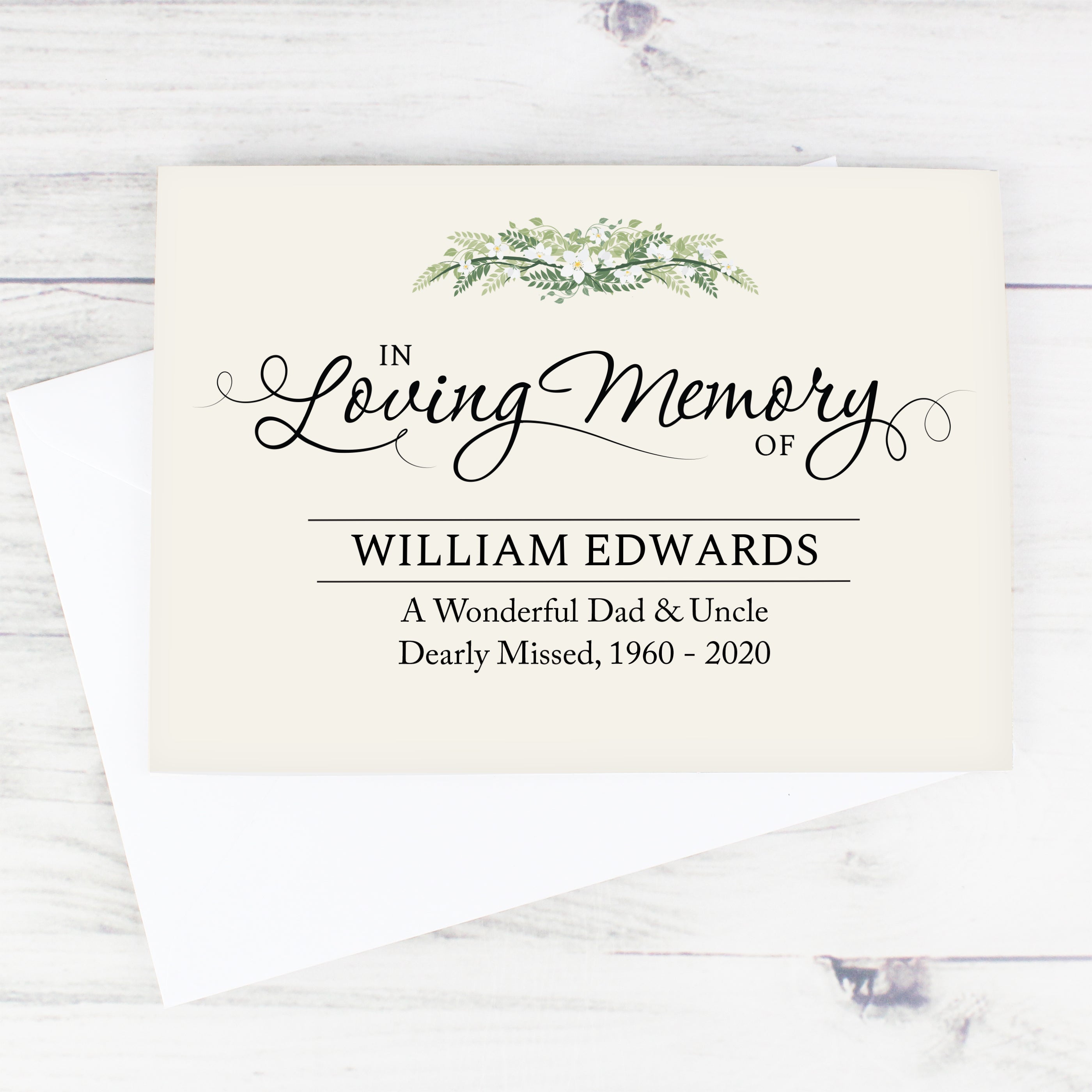 Personalised In Loving Memory Card