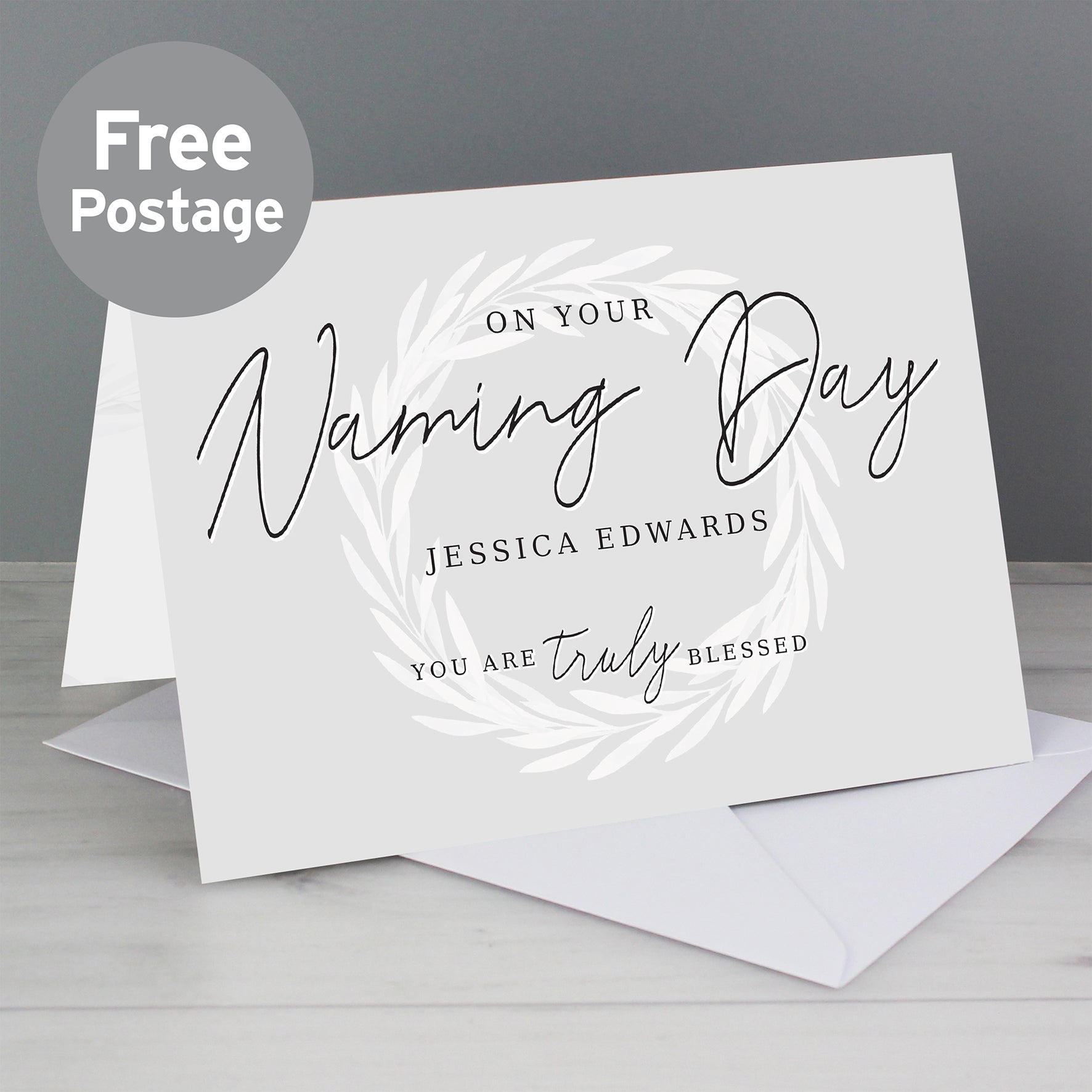 Personalised Truly Blessed Naming Day Card