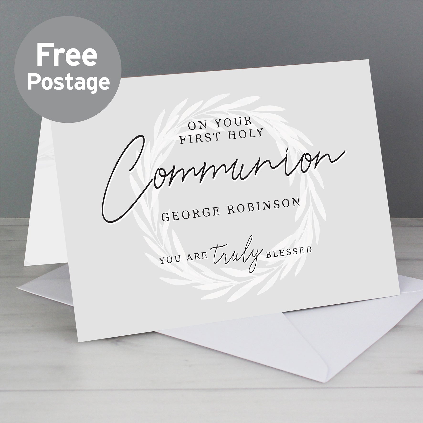 Personalised Truly Blessed First Holy Communion Card