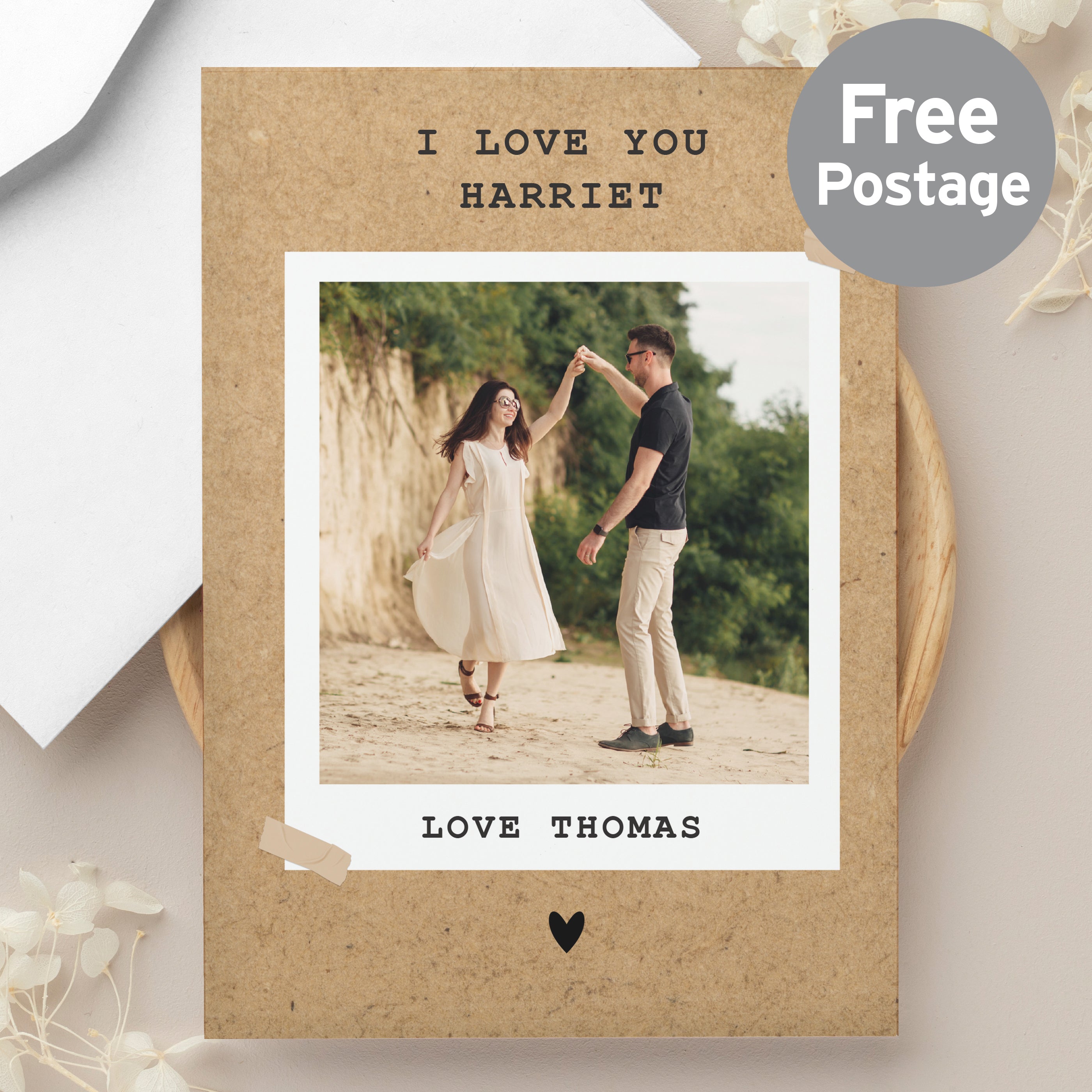 Personalised Rustic Polaroid Photo Upload Card