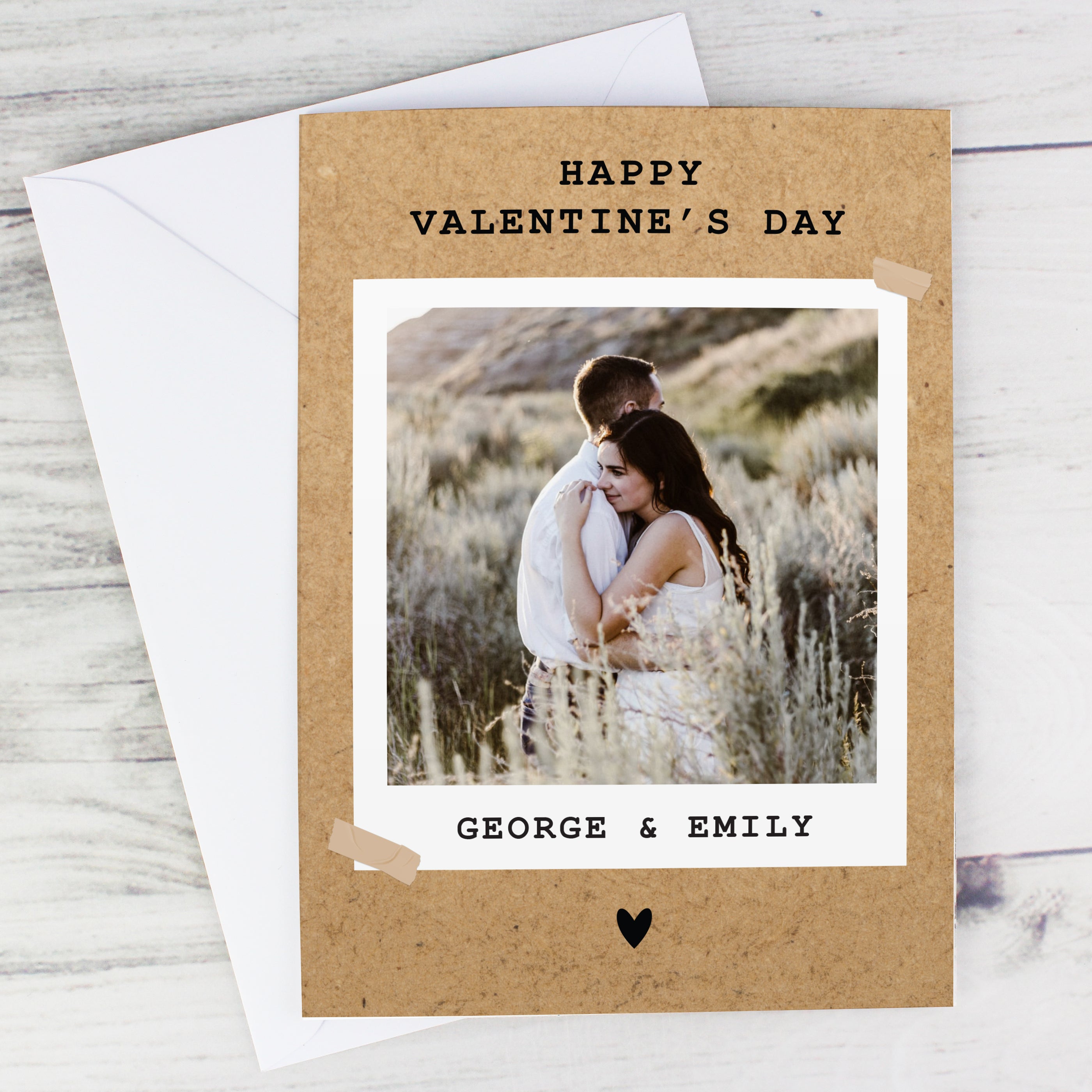 Personalised Rustic Polaroid Photo Upload Card