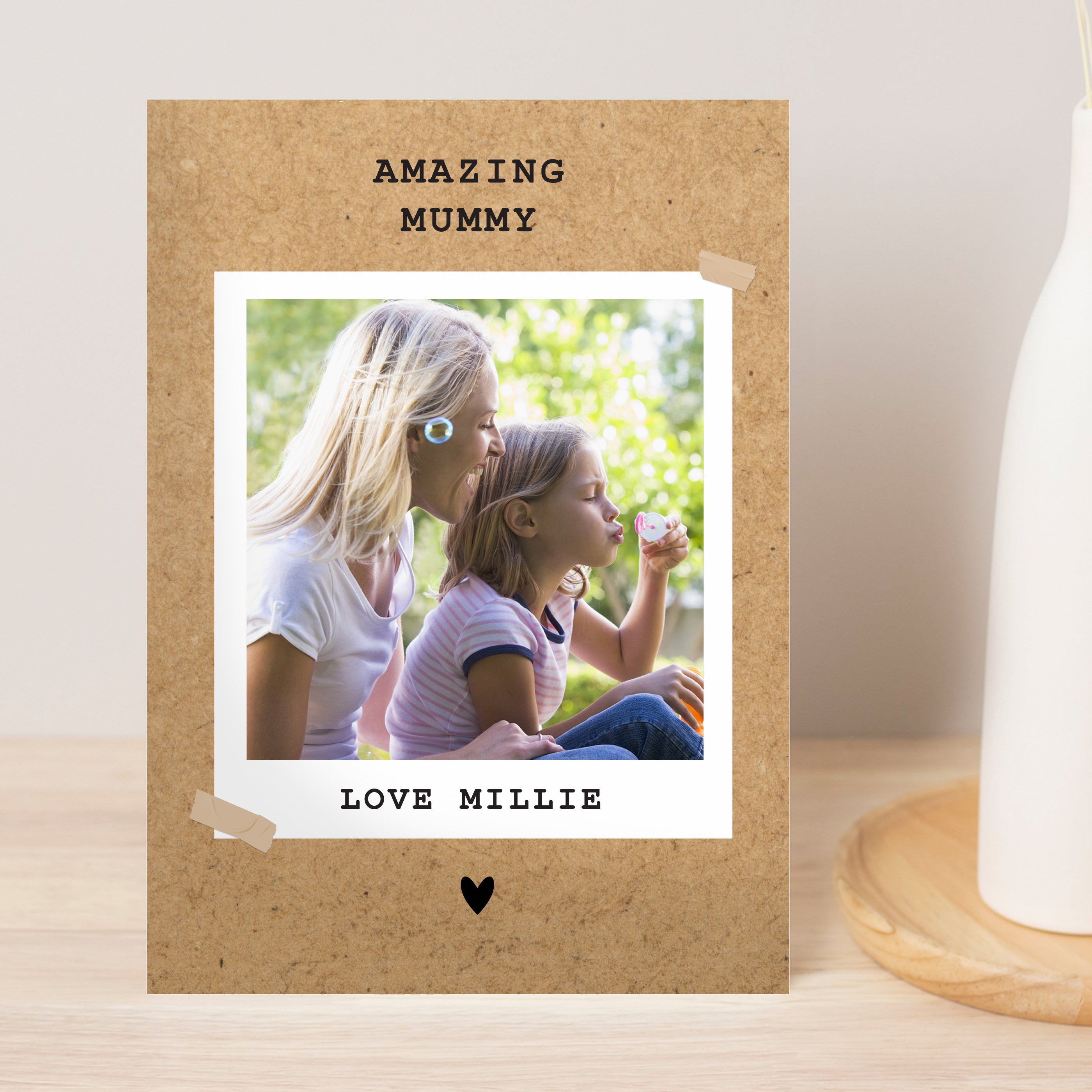 Personalised Rustic Polaroid Photo Upload Card