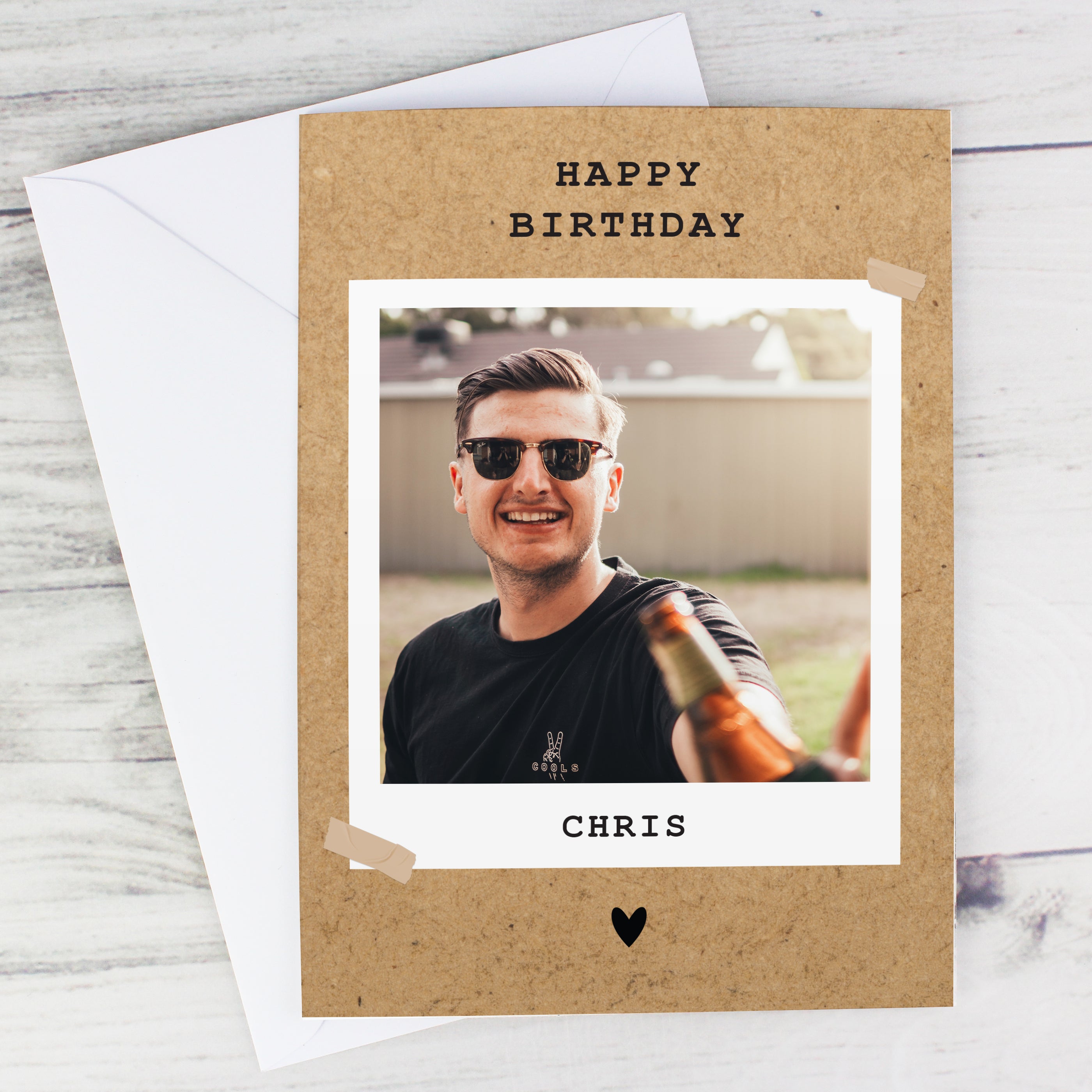 Personalised Rustic Polaroid Photo Upload Card