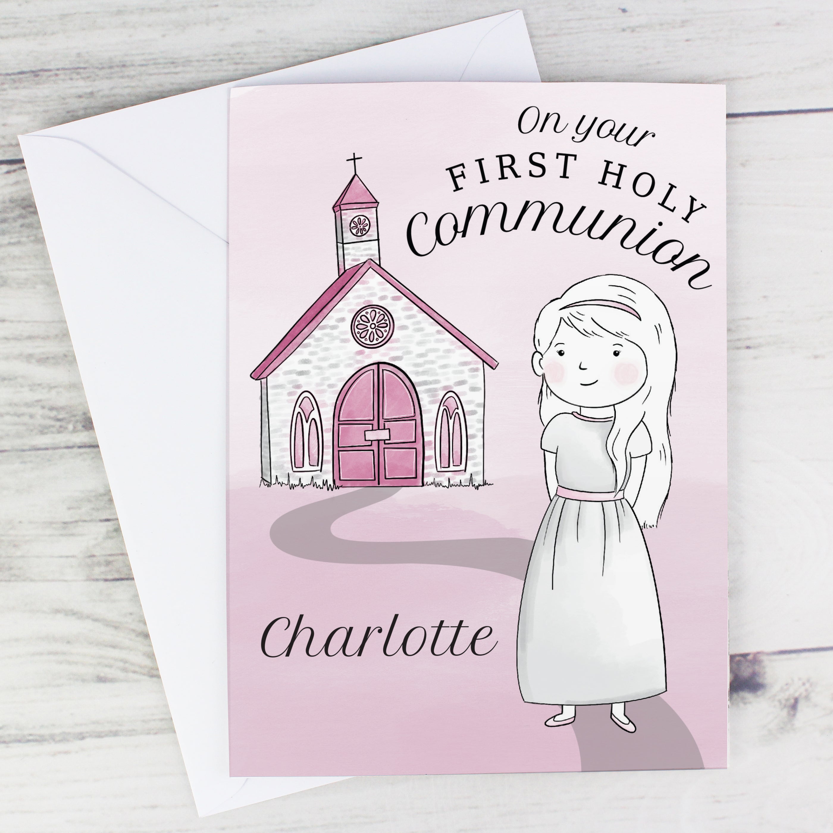 Personalised Girls First Holy Communion Card