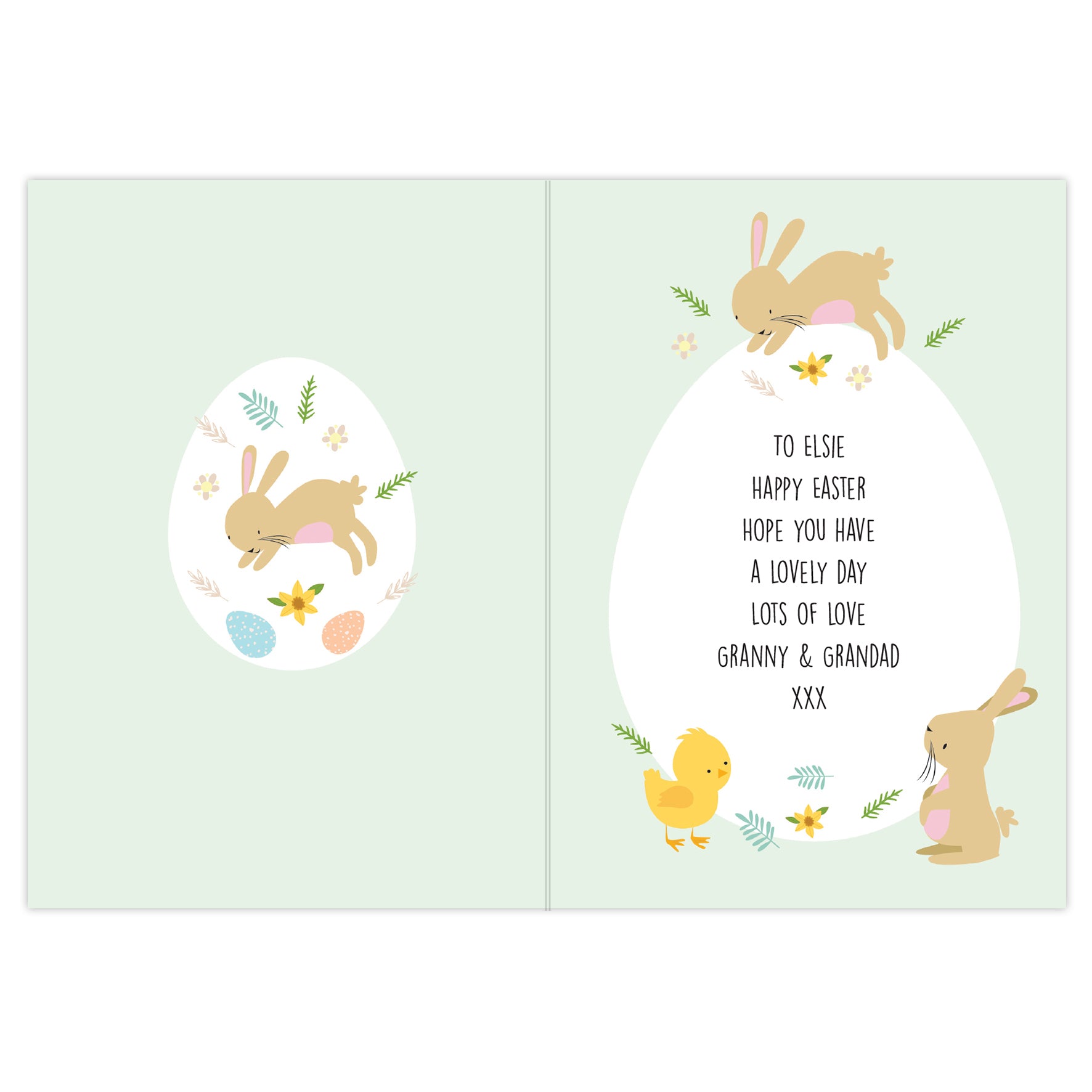 Personalised Easter Bunny & Chick Card