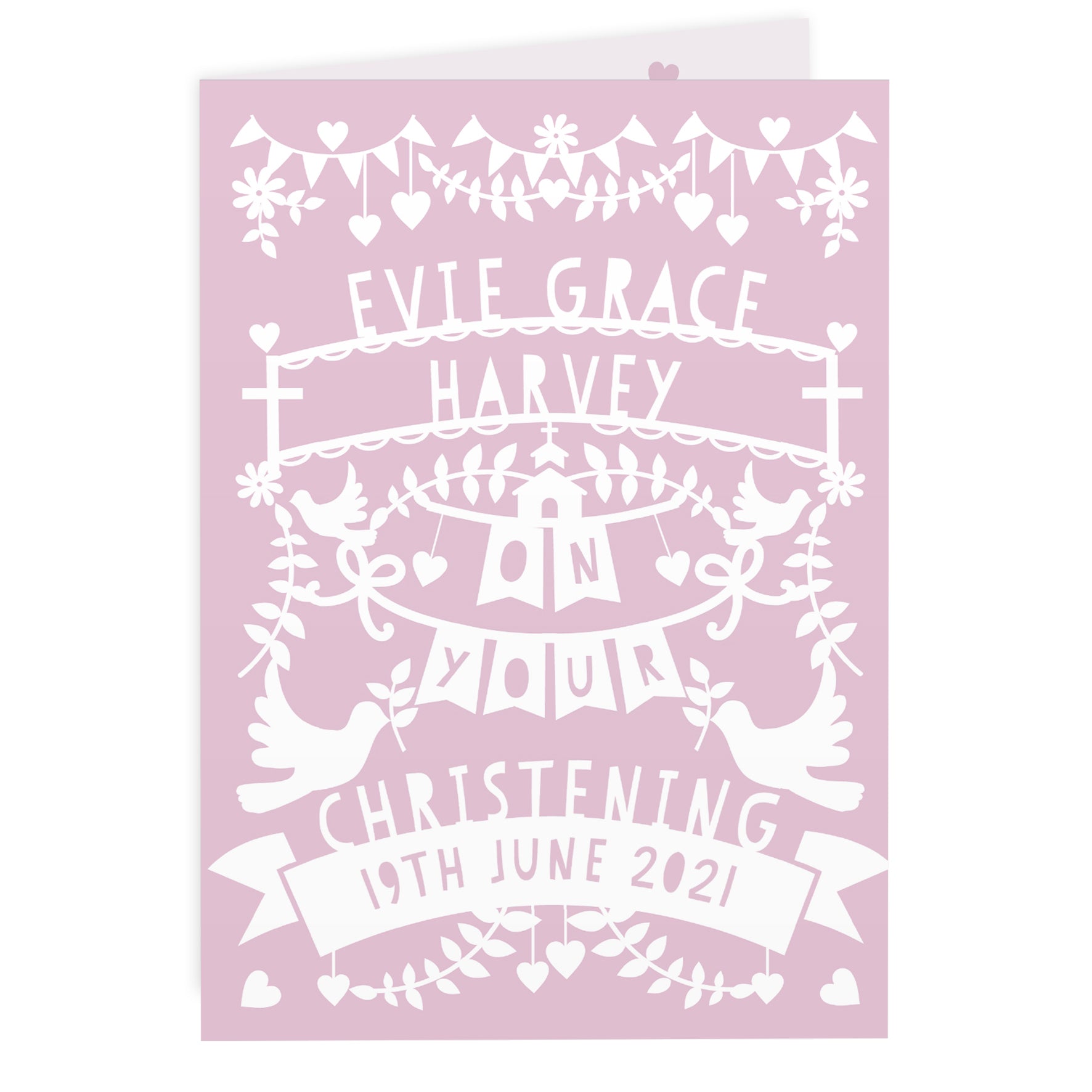 Personalised Pink Papercut Style Card