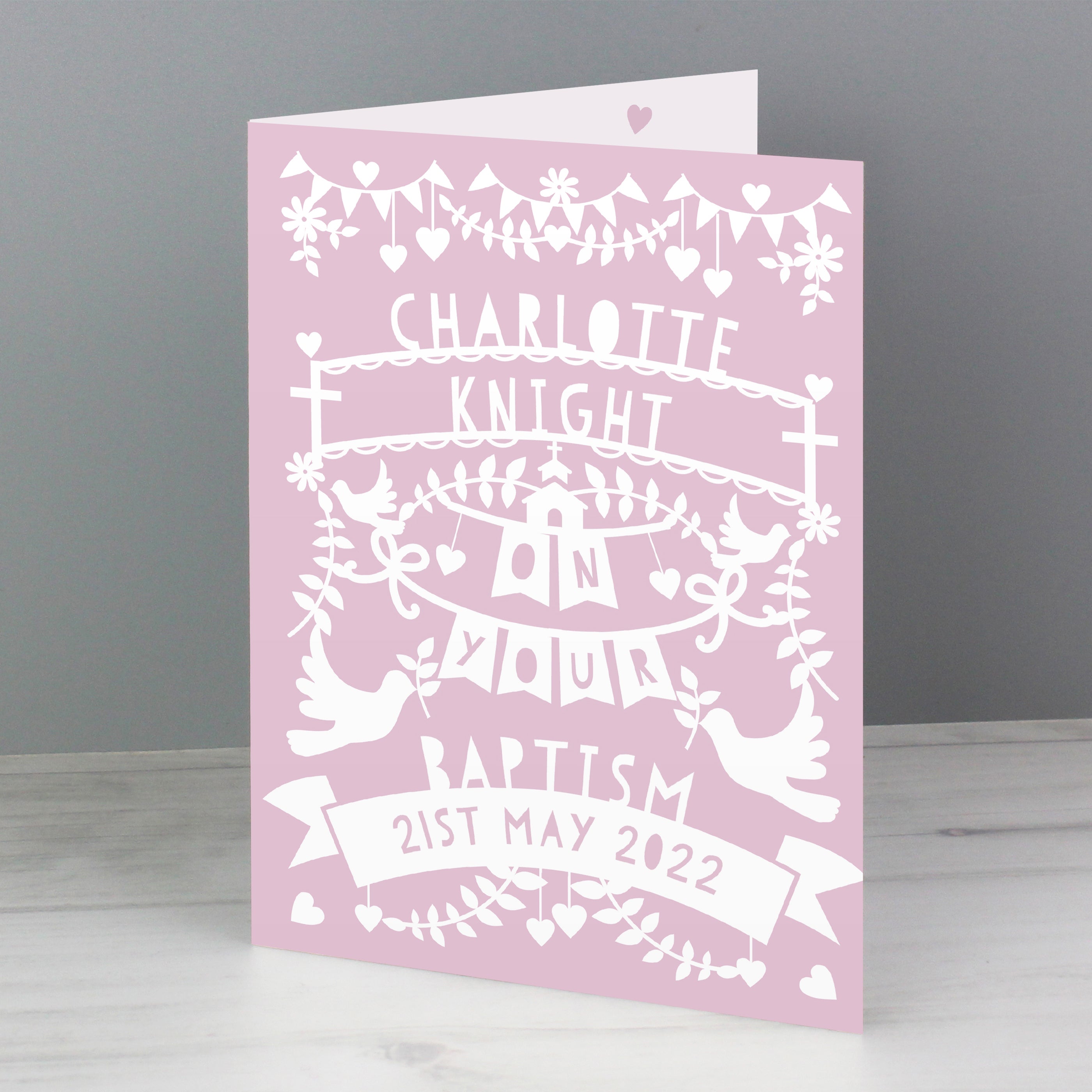 Personalised Pink Papercut Style Card