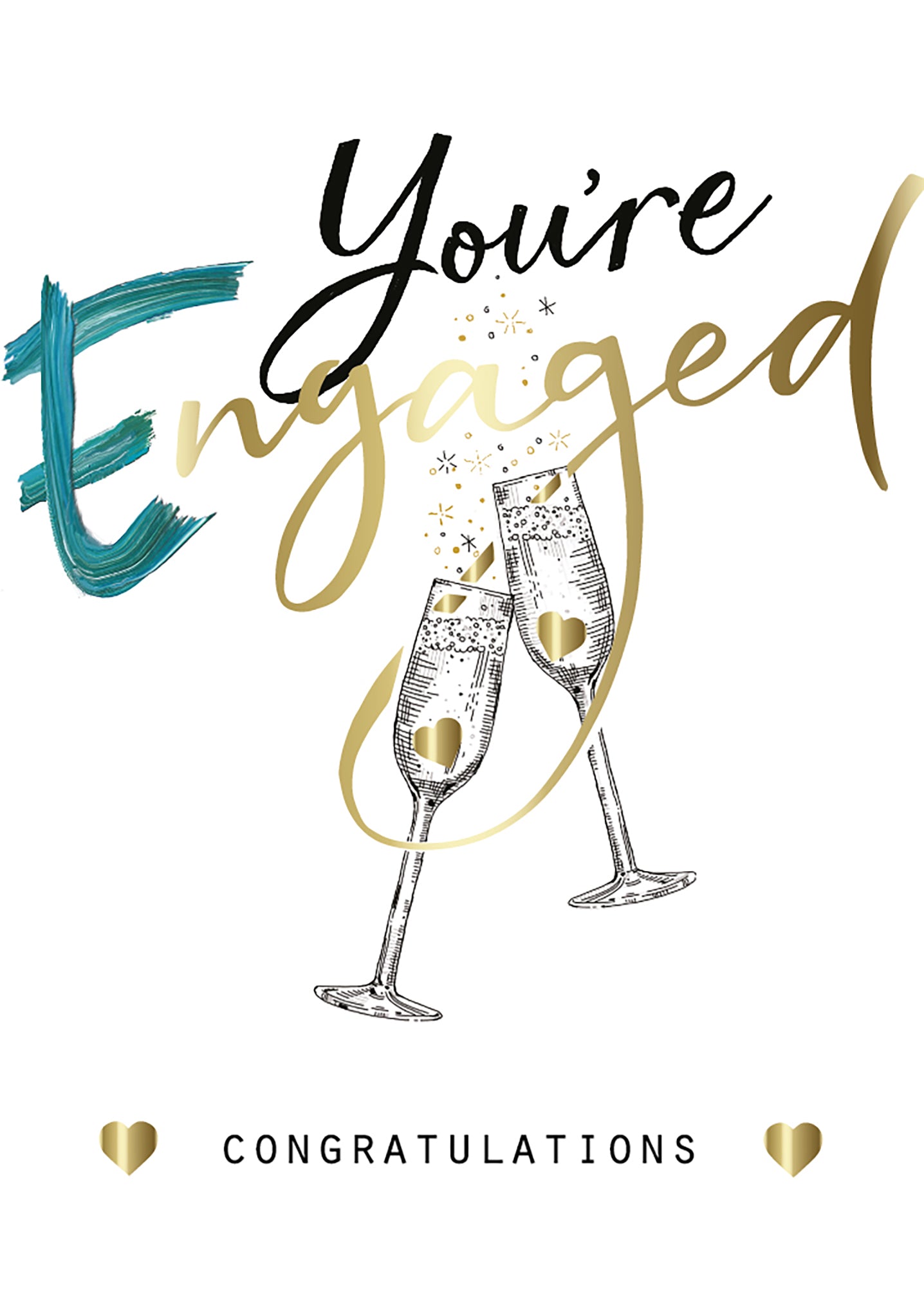 Engagement Card - Two Champagne Glasses