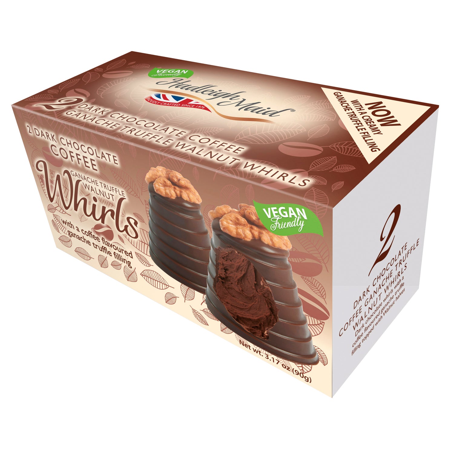 Vegan Friendly Dark Chocolate Coffee Ganache Walnut Whirls Twin Pack