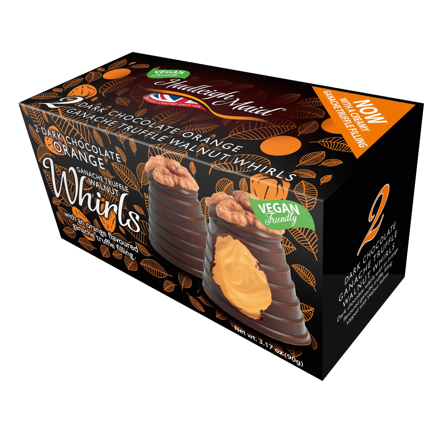 Vegan Friendly Dark Choc Orange Ganache Walnut Whirls Twin Pack