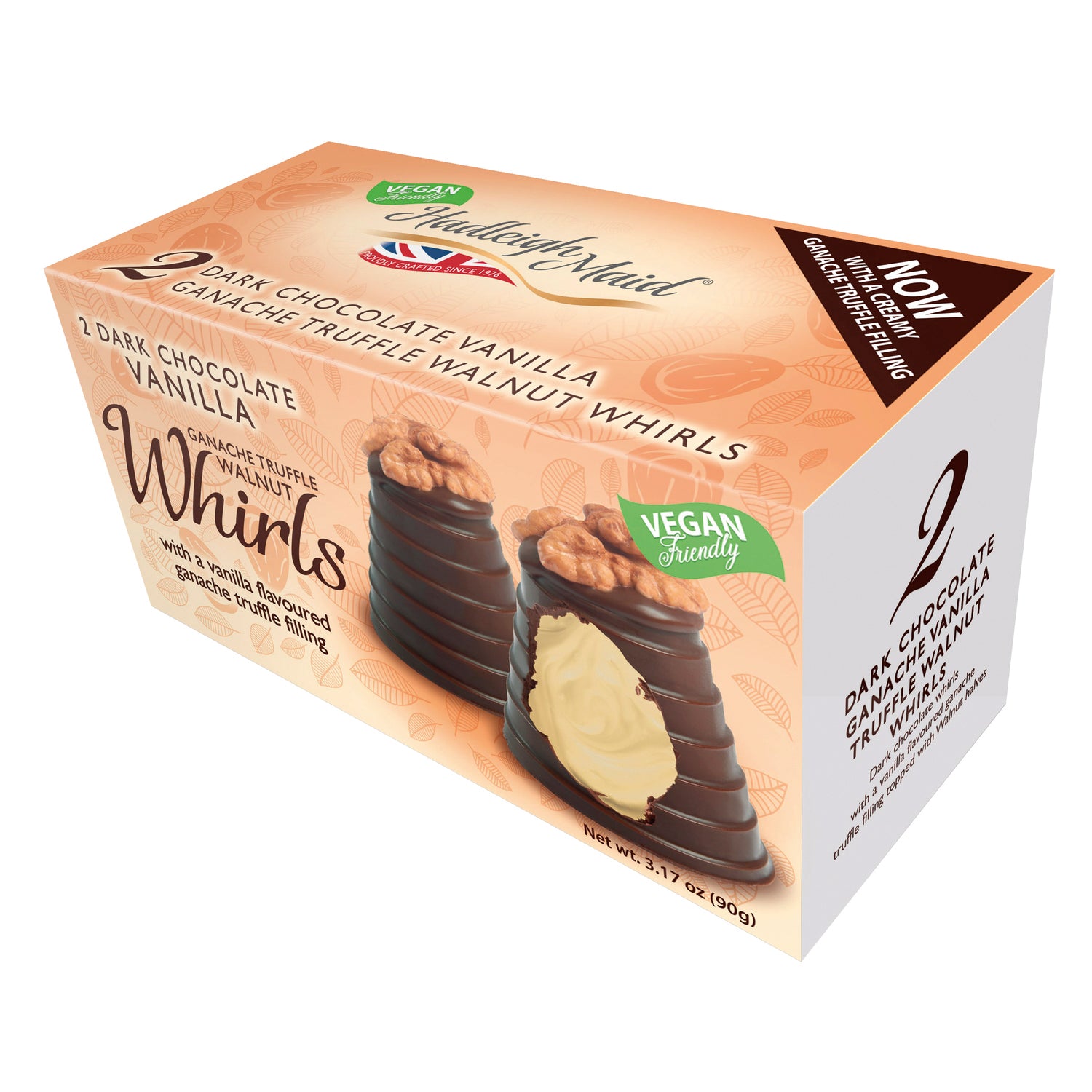 Vegan Friendly Dark Choc Vanilla Ganache Walnut Whirls Twin Pack