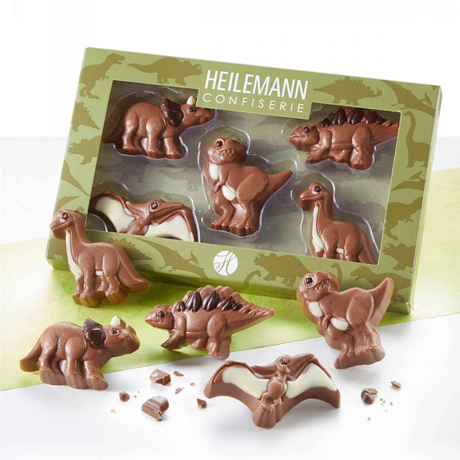 Decorated milk chocolate dinosaur pack in gift box 205 x 125 x 20mm