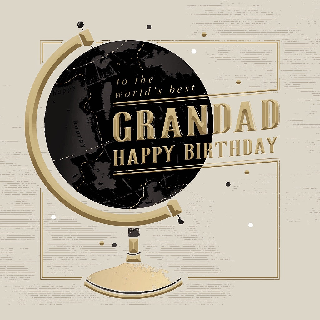 Grandad Birthday Card - Globe Charcoal