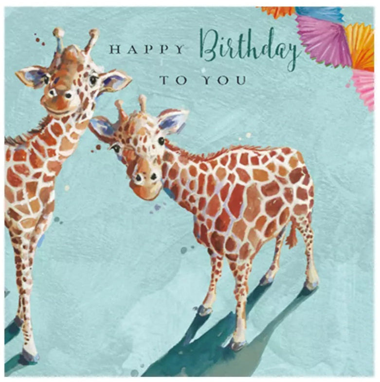 Artistic & Cute Giraffe Happy Birthday Greeting Card The Wildlife Range Cards