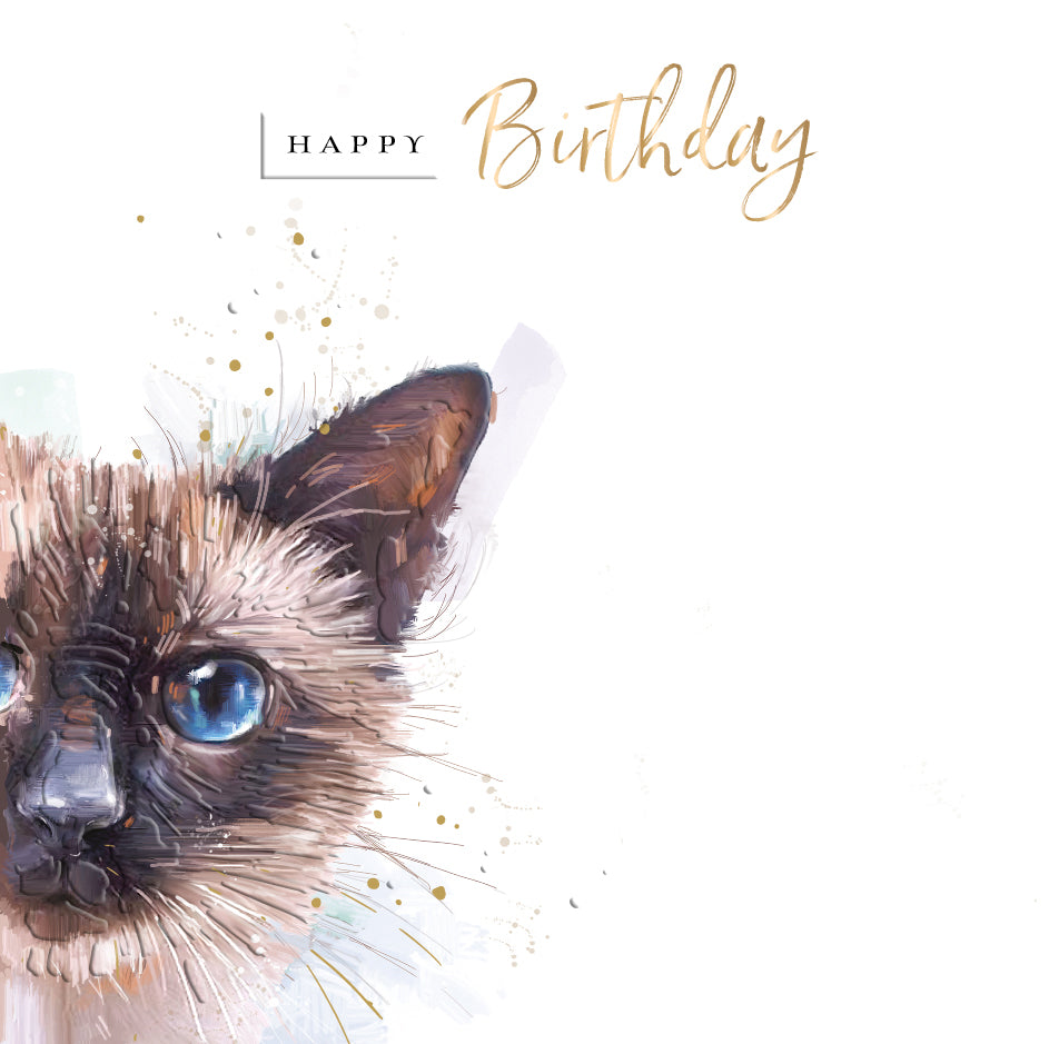 Blank Birthday Card - Cat Illustration