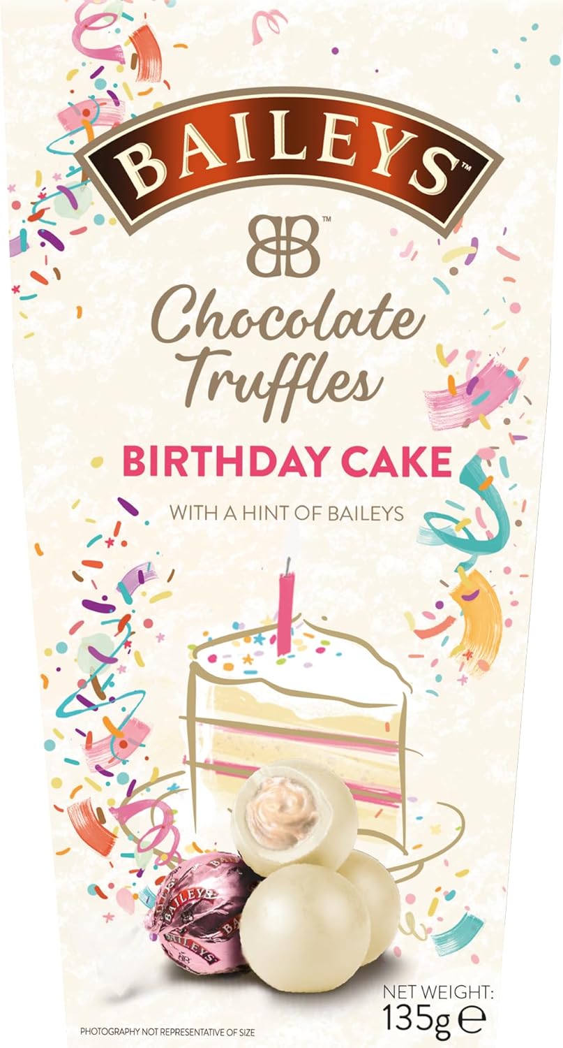 Baileys Birthday Cake White Chocolate Twist Wrapped Truffles In Carton