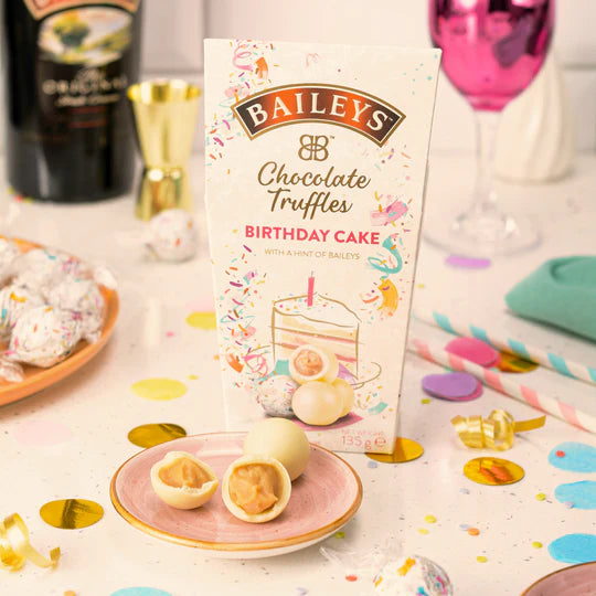 Baileys Birthday Cake White Chocolate Twist Wrapped Truffles In Carton