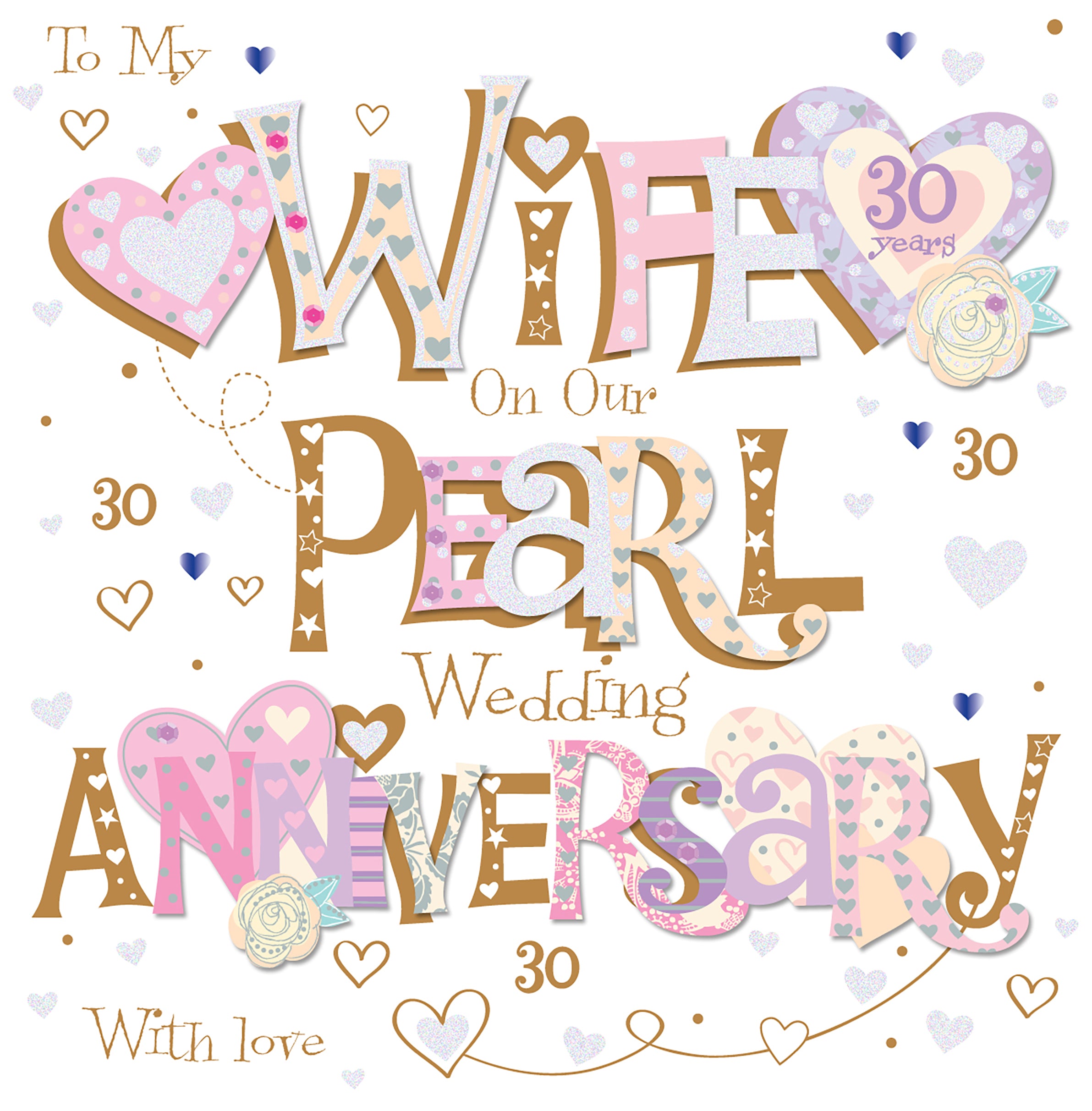 30th Pearl Wife Wedding Anniversary Card