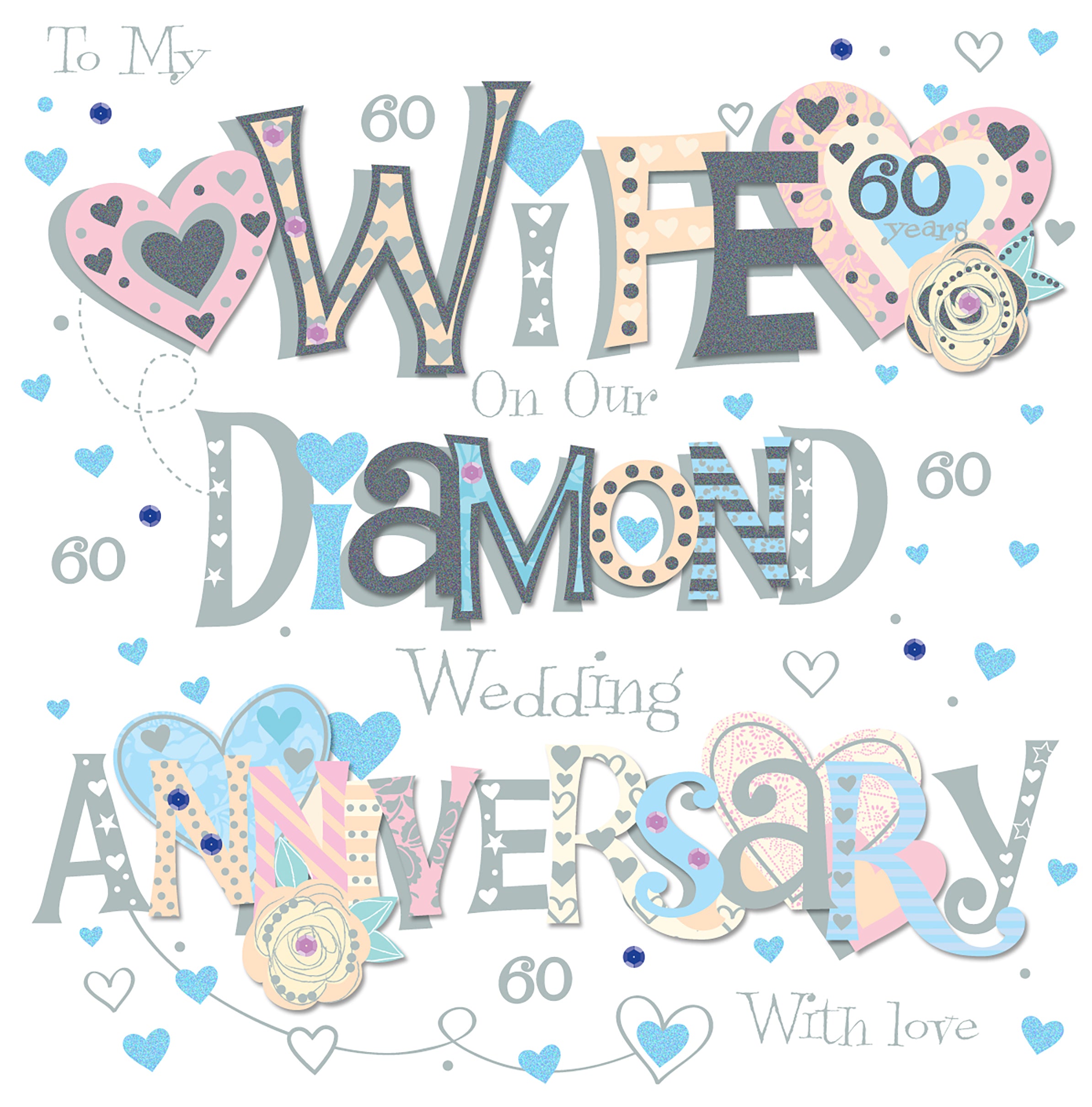 60th Diamond Wife Wedding Anniversary Card