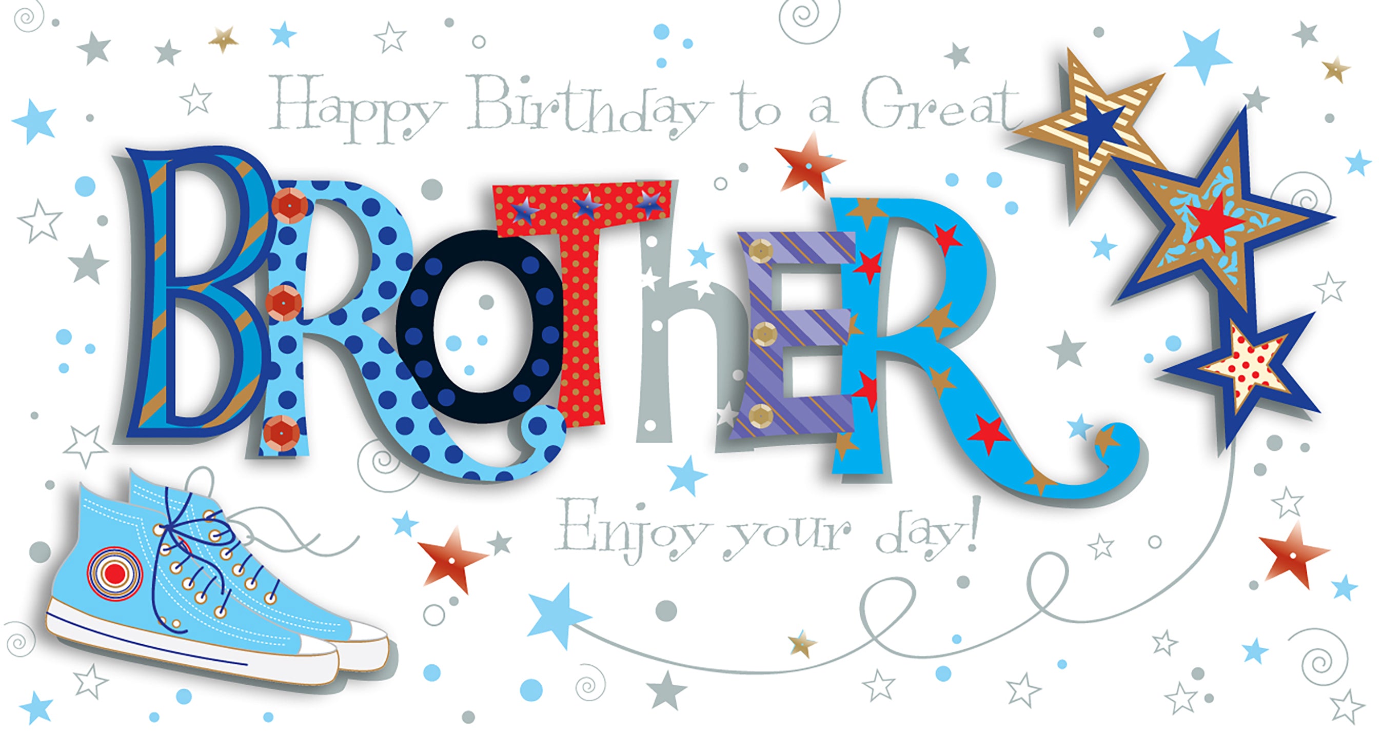 Brother Birthday Card - Shooting Stars and Boots - Handmade Decoupage