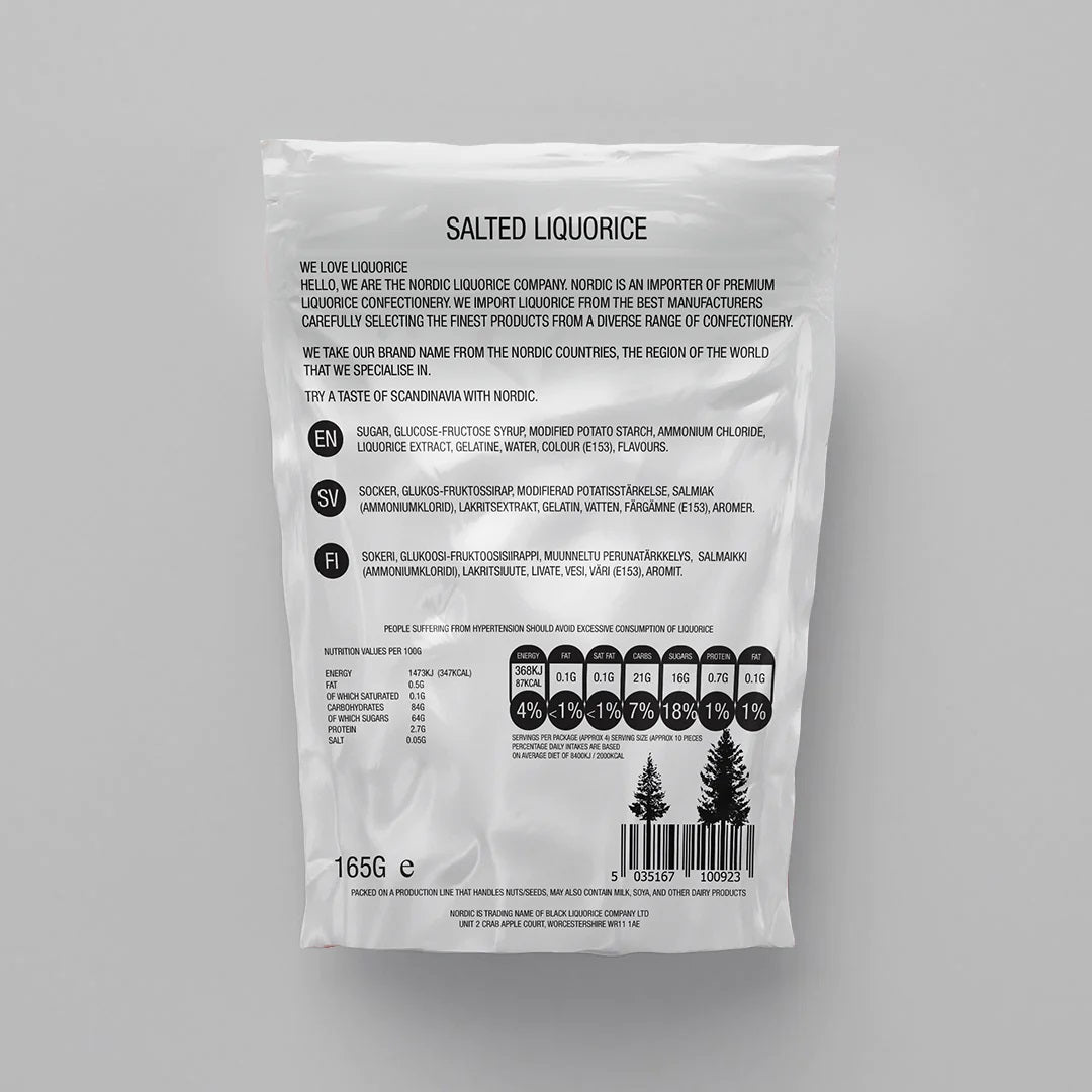 Salted Scandinavian liquorice in premium pouch - 6x180g