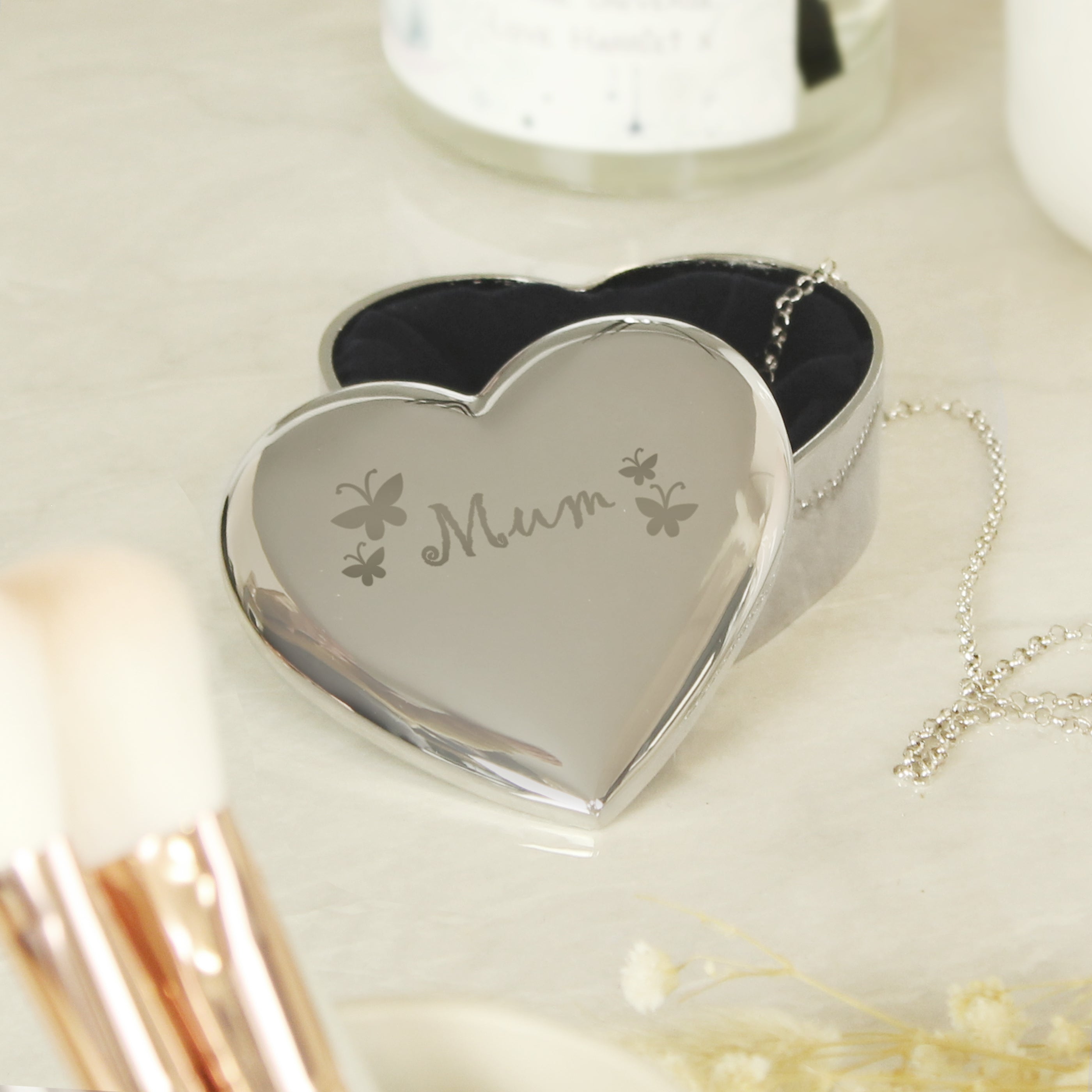 Mum Butterflies Heart Trinket Box