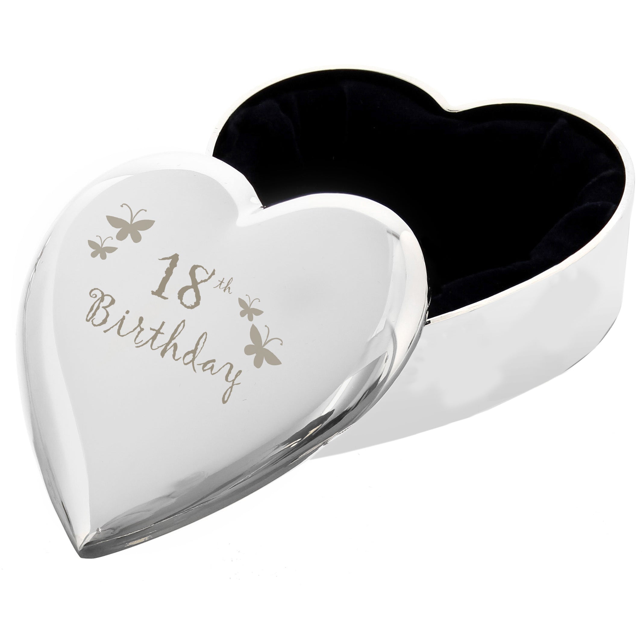 18th Birthday Butterflies Heart Trinket Box