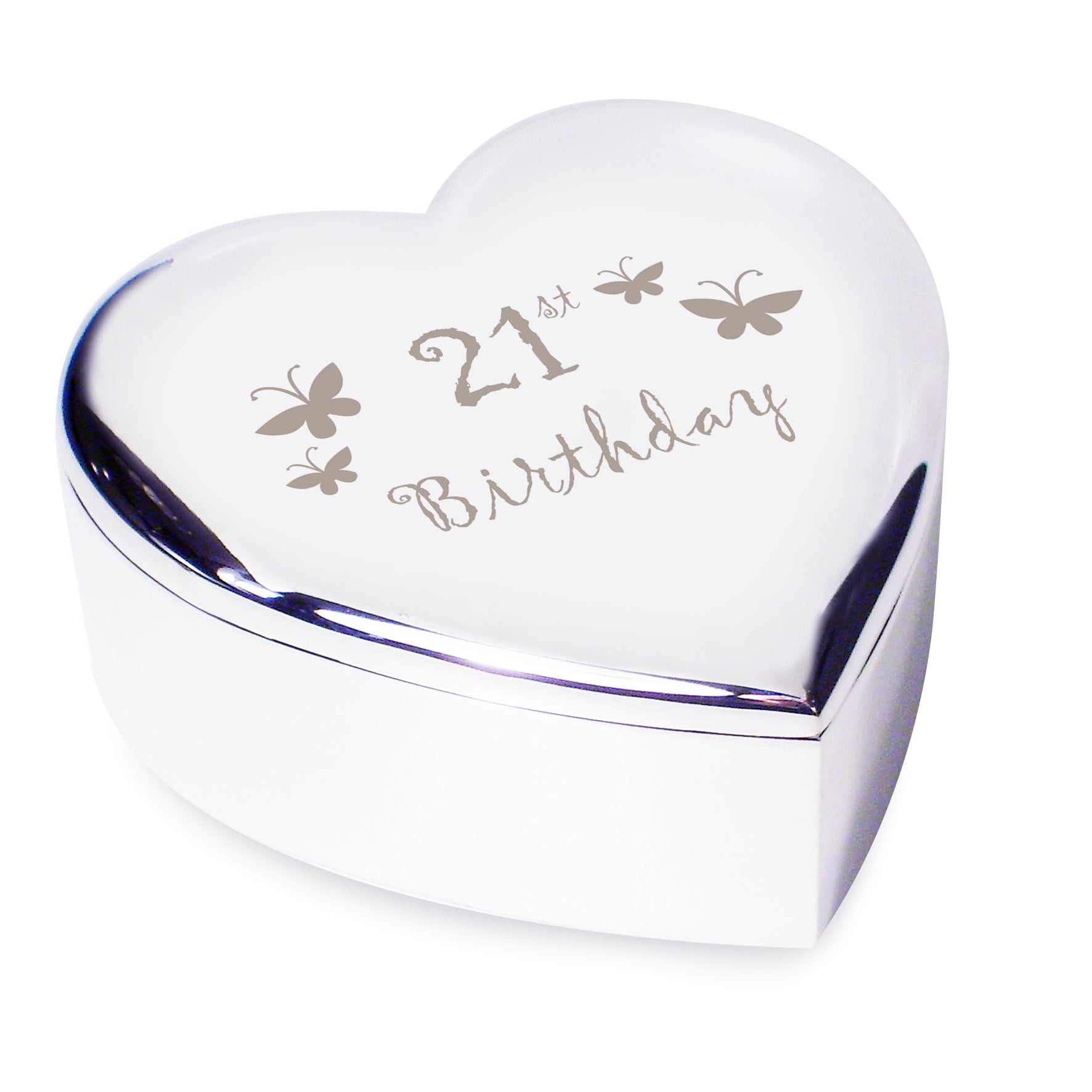 21st Birthday Butterflies Heart Trinket Box