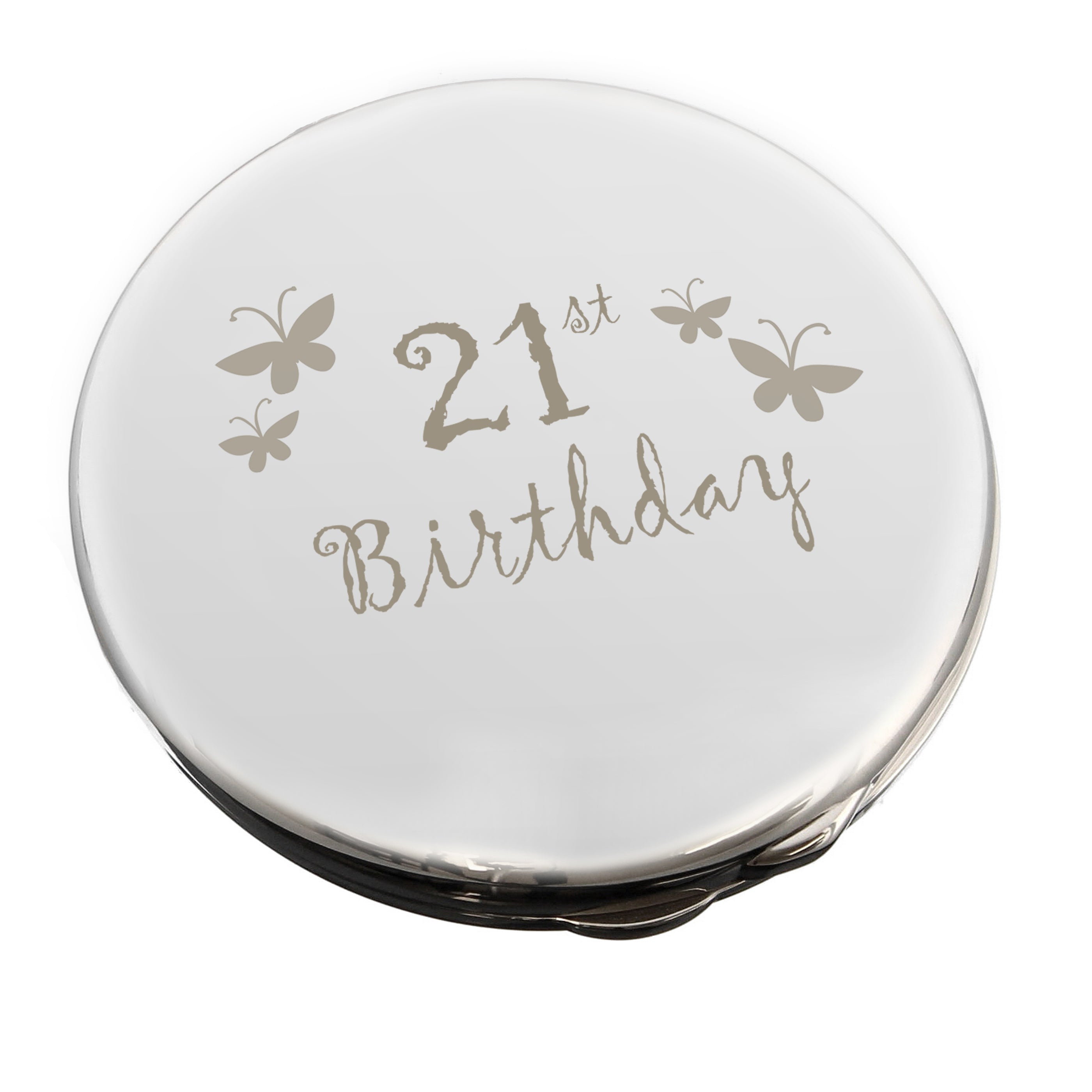 21st Birthday Butterfly Round Compact Mirror