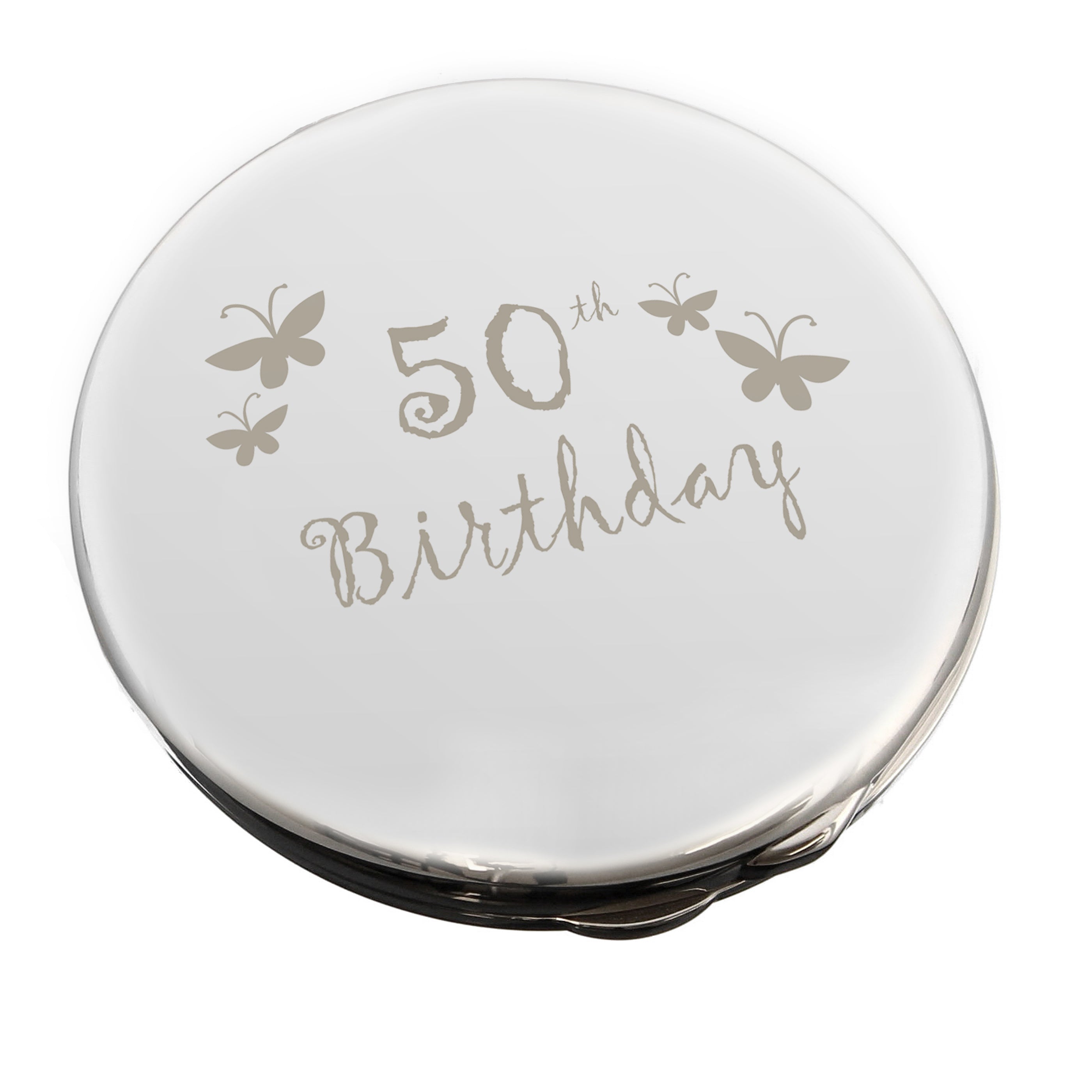 50th Birthday Butterfly Round Compact Mirror