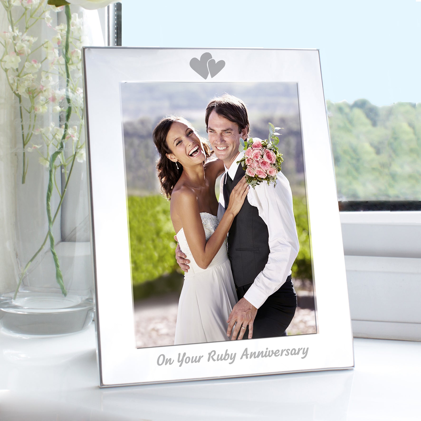 Silver 5x7 Ruby Anniversary Photo Frame