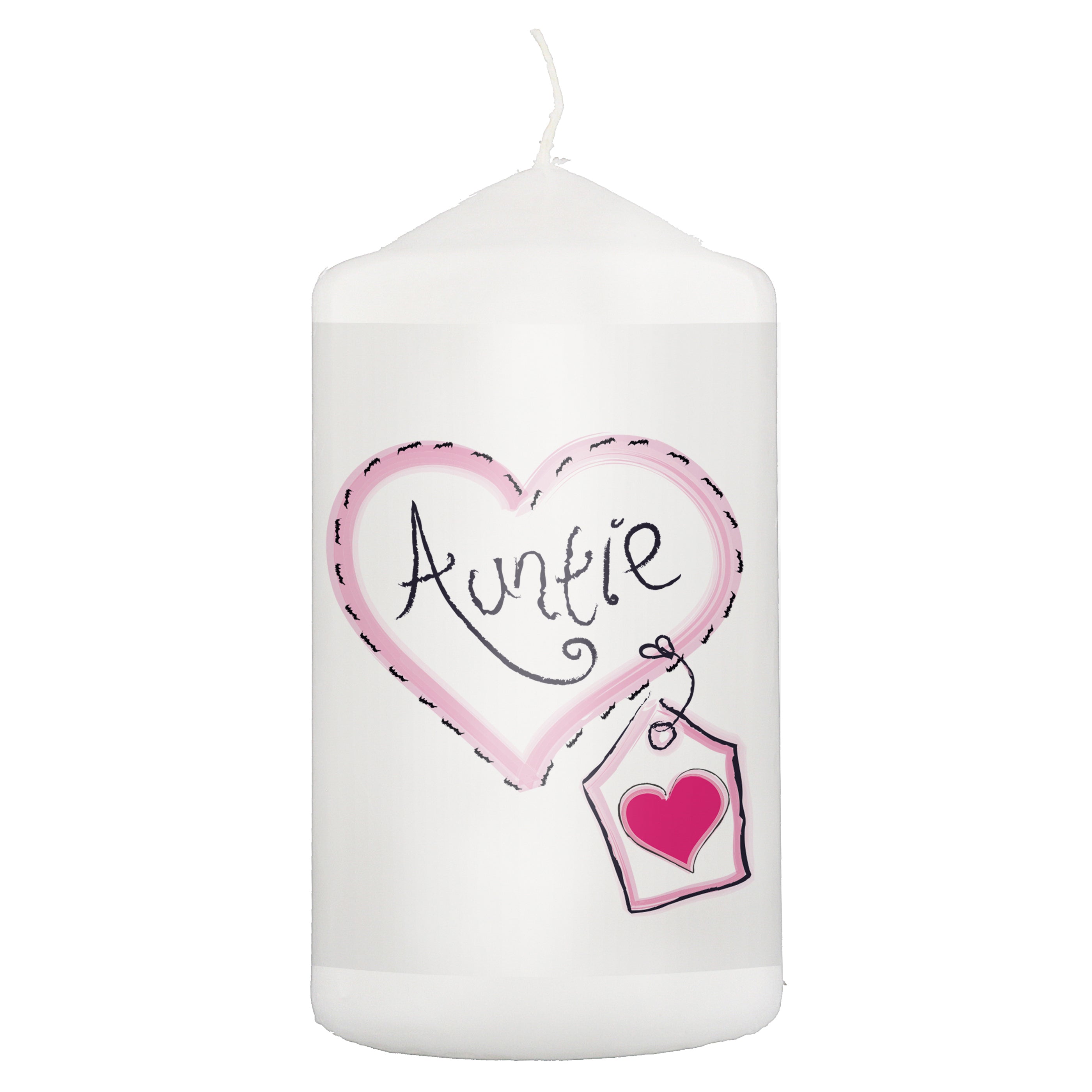 Auntie Heart Stitch Pillar Candle