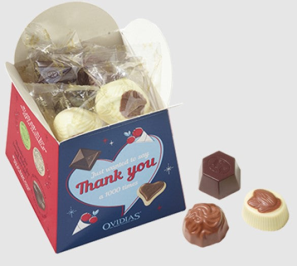 Thank You gift box of 13 flow wrapped assorted chocolates