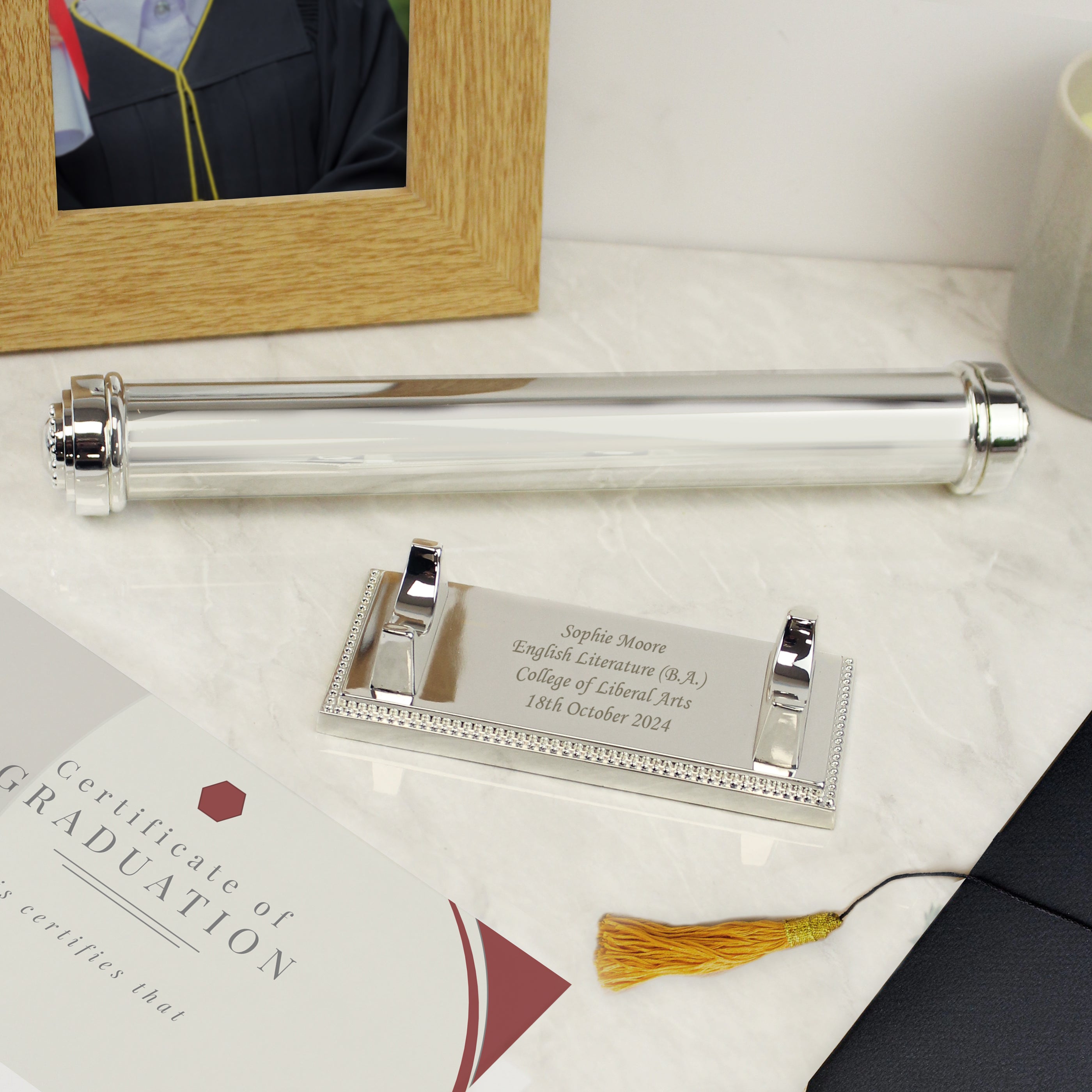 Personalised Plain Silver Plated Certificate Holder