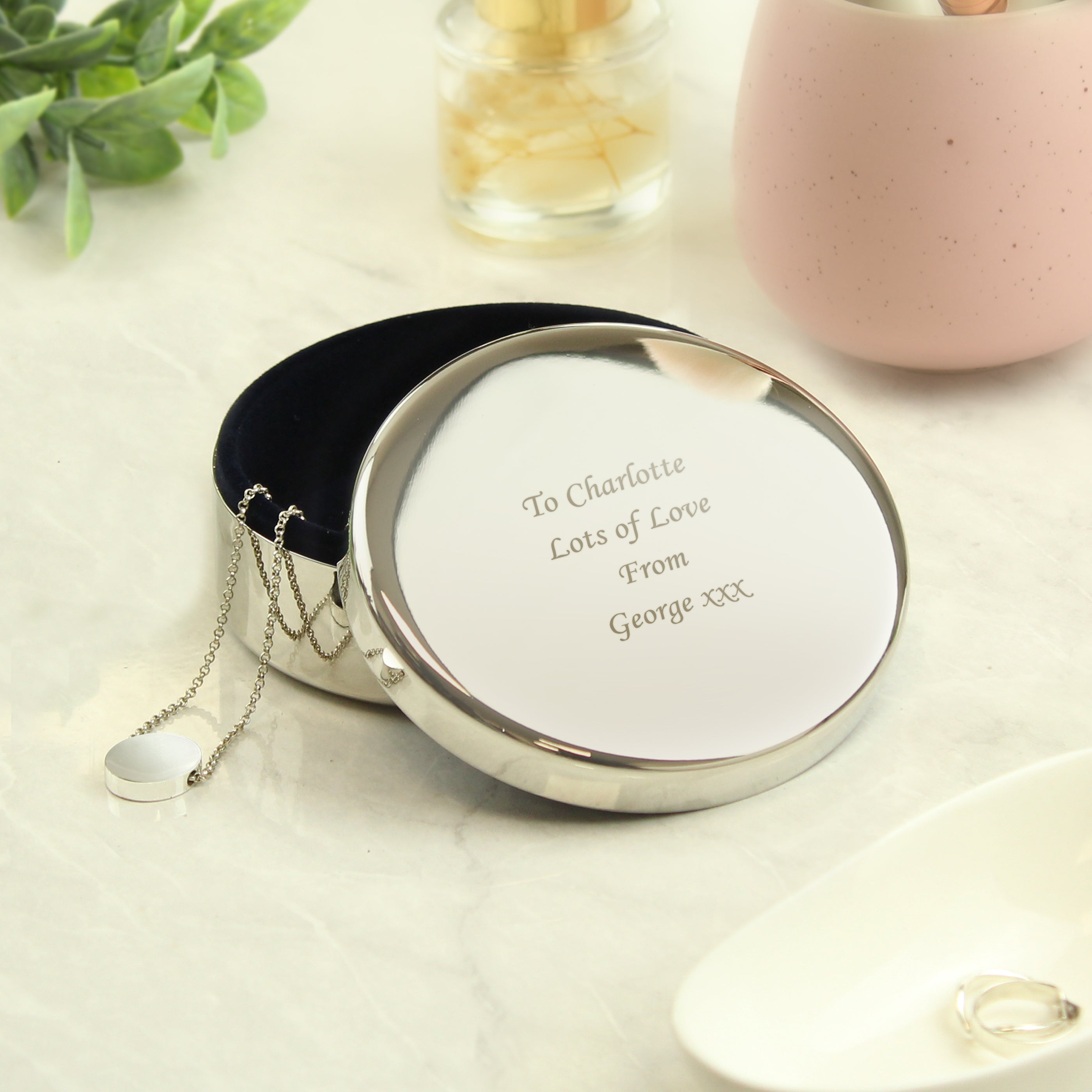 Personalised Round Trinket Box