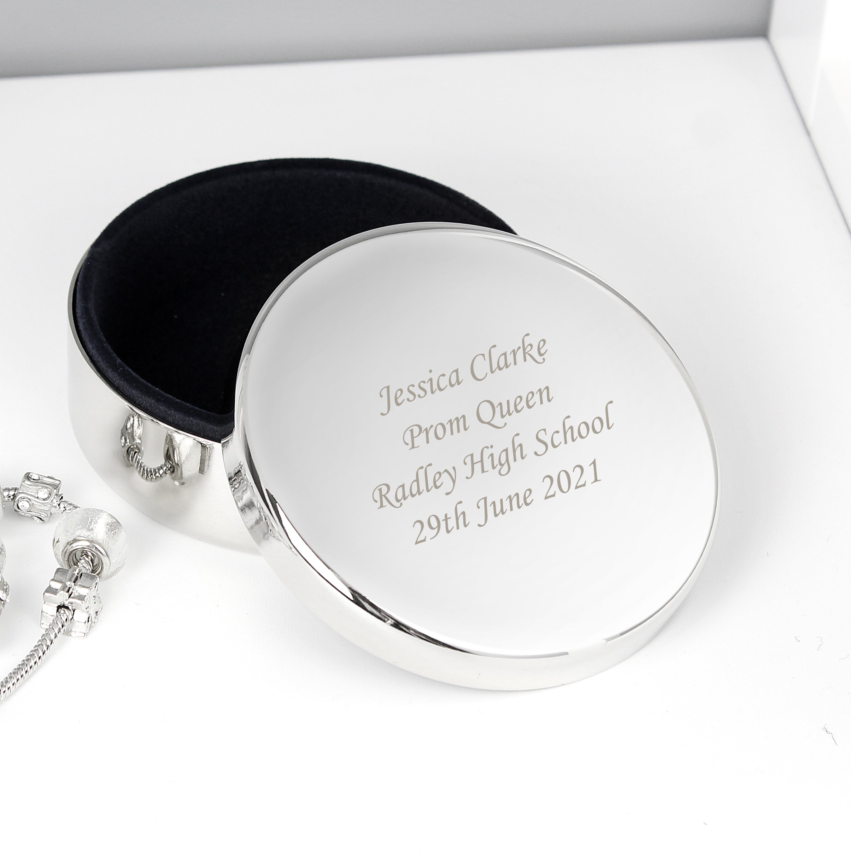 Personalised Round Trinket Box